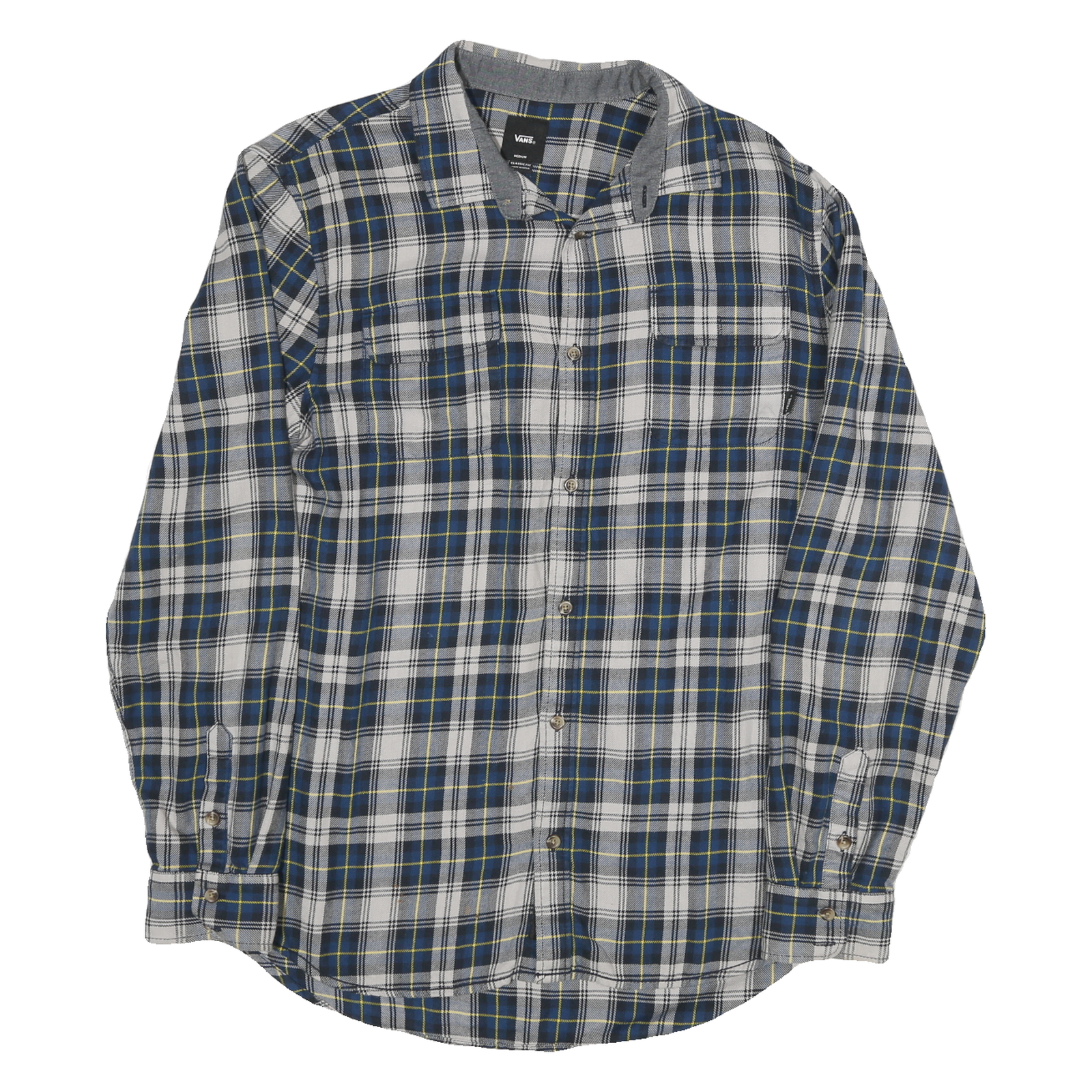 VANS Mens Blue White & Yellow Checked Shirt M Casual Cotton Blend Long Sleeve Refurbished - N/A refurbished available on Cerqular