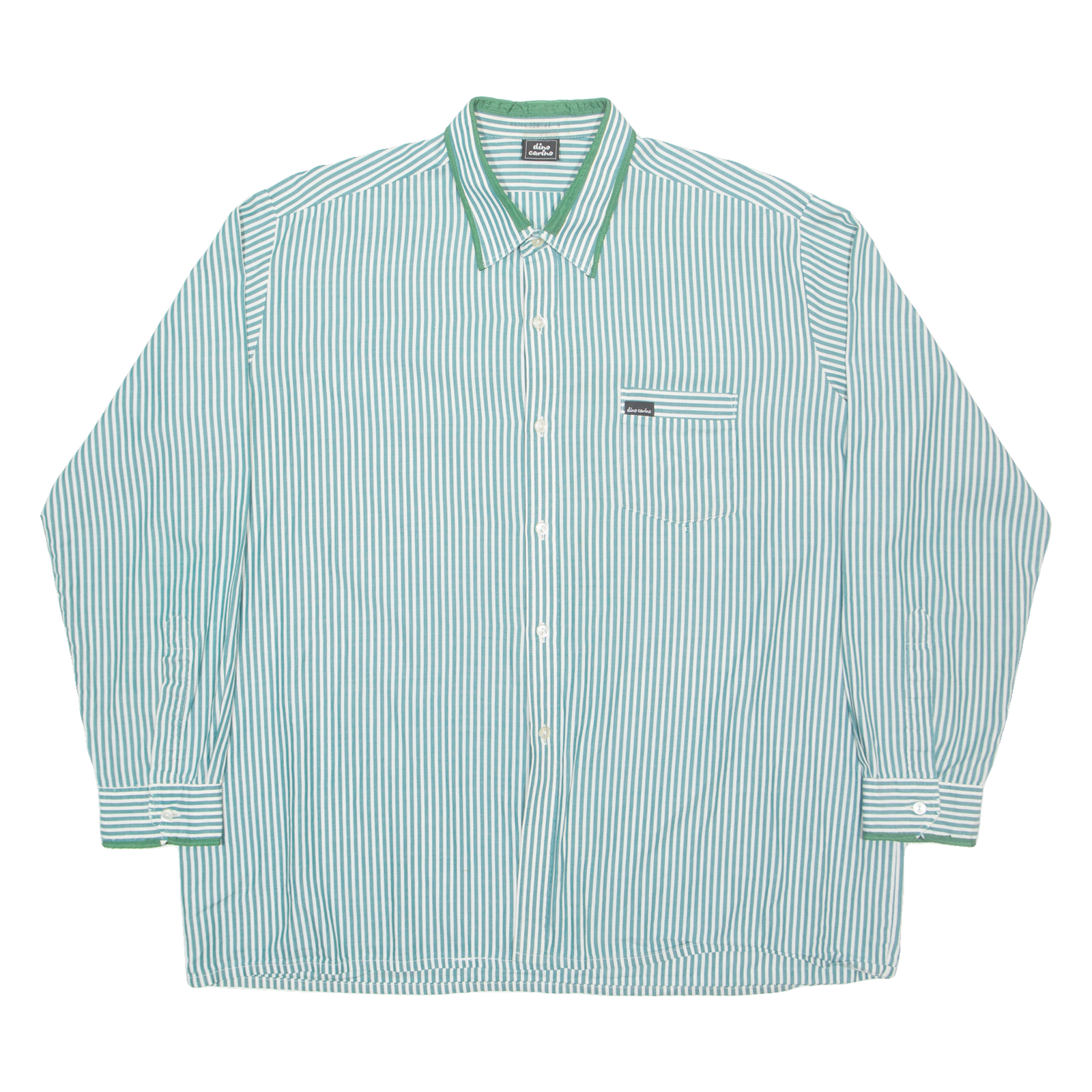 DINO CARINO Mens Shirt Green Striped Long Sleeve XL Refurbished - N/A refurbished available on Cerqular