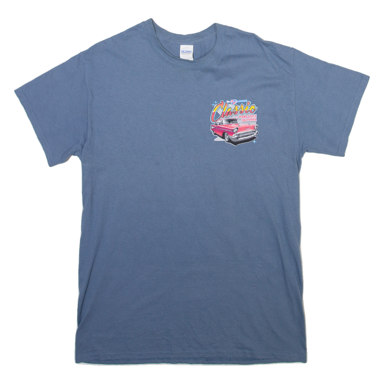 GILDAN Car Show Pismo Beach California Mens T-Shirt Blue USA M Refurbished - N/A refurbished available on Cerqular