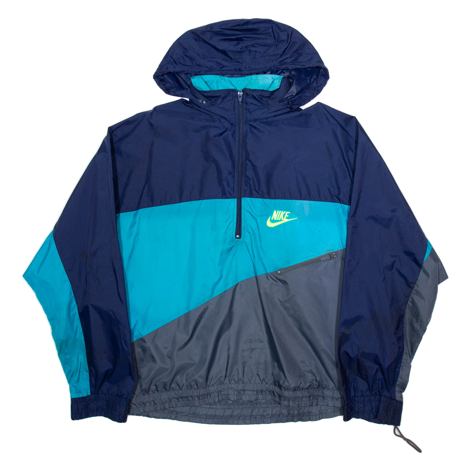 NIKE Mens Pullover Jacket Blue Nylon Colourblock XL Refurbished - N/A refurbished available on Cerqular