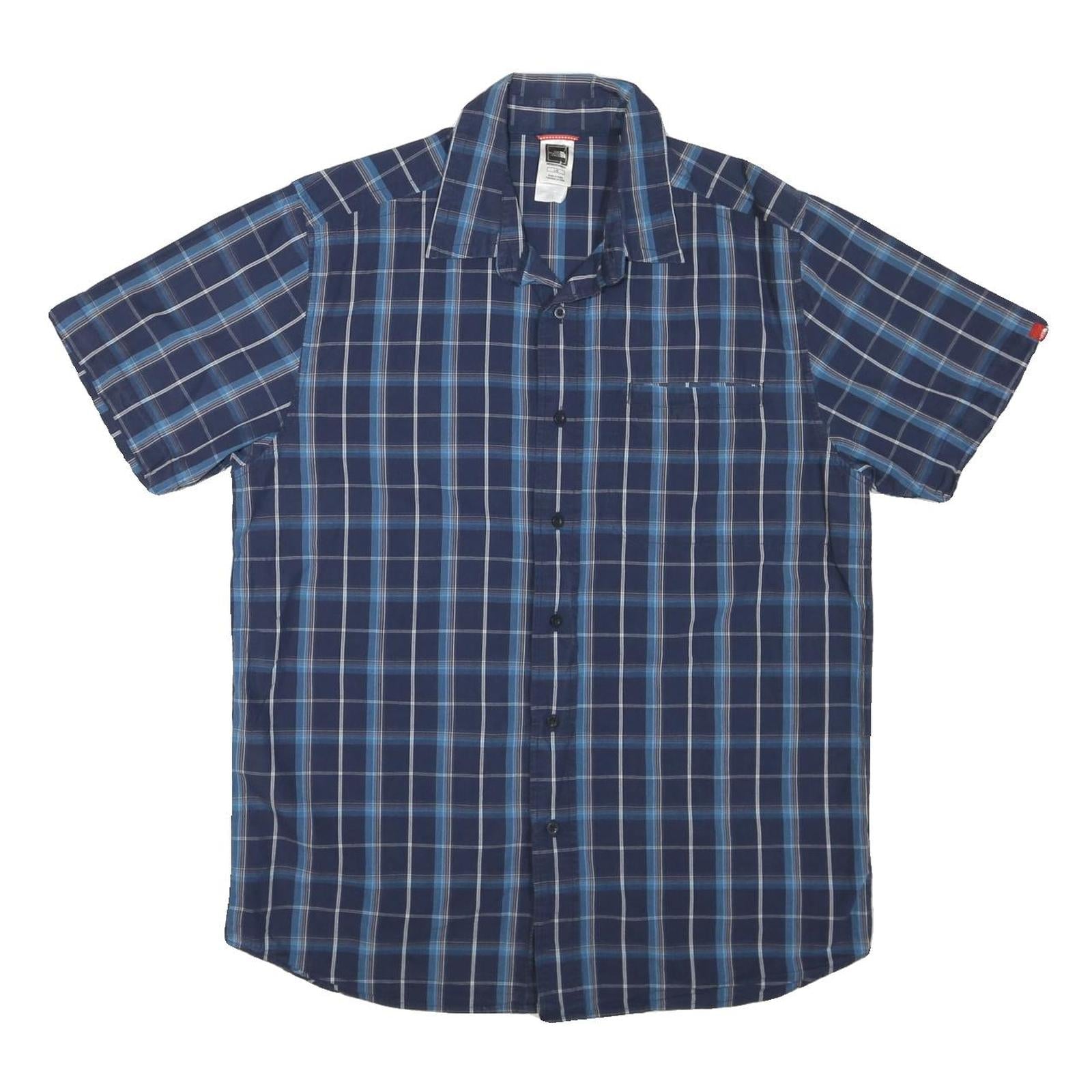 THE NORTH FACE Mens Blue Check Shirt L Cotton Blend Short Sleeve Casual Refurbished - N/A refurbished available on Cerqular