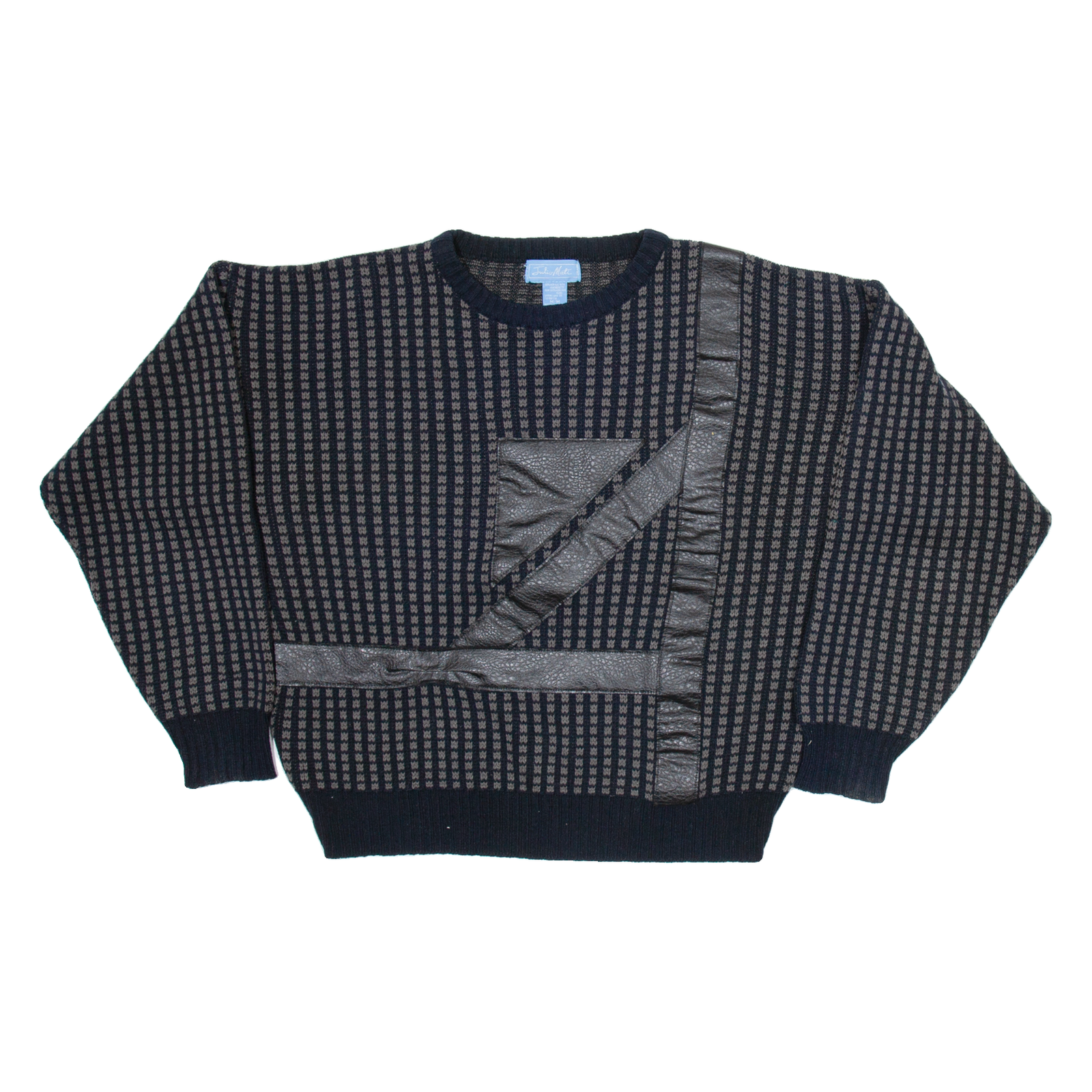 JULIO MATI Mens Patterned Jumper Black Geometric Tight Knit M Refurbished - N/A refurbished available on Cerqular