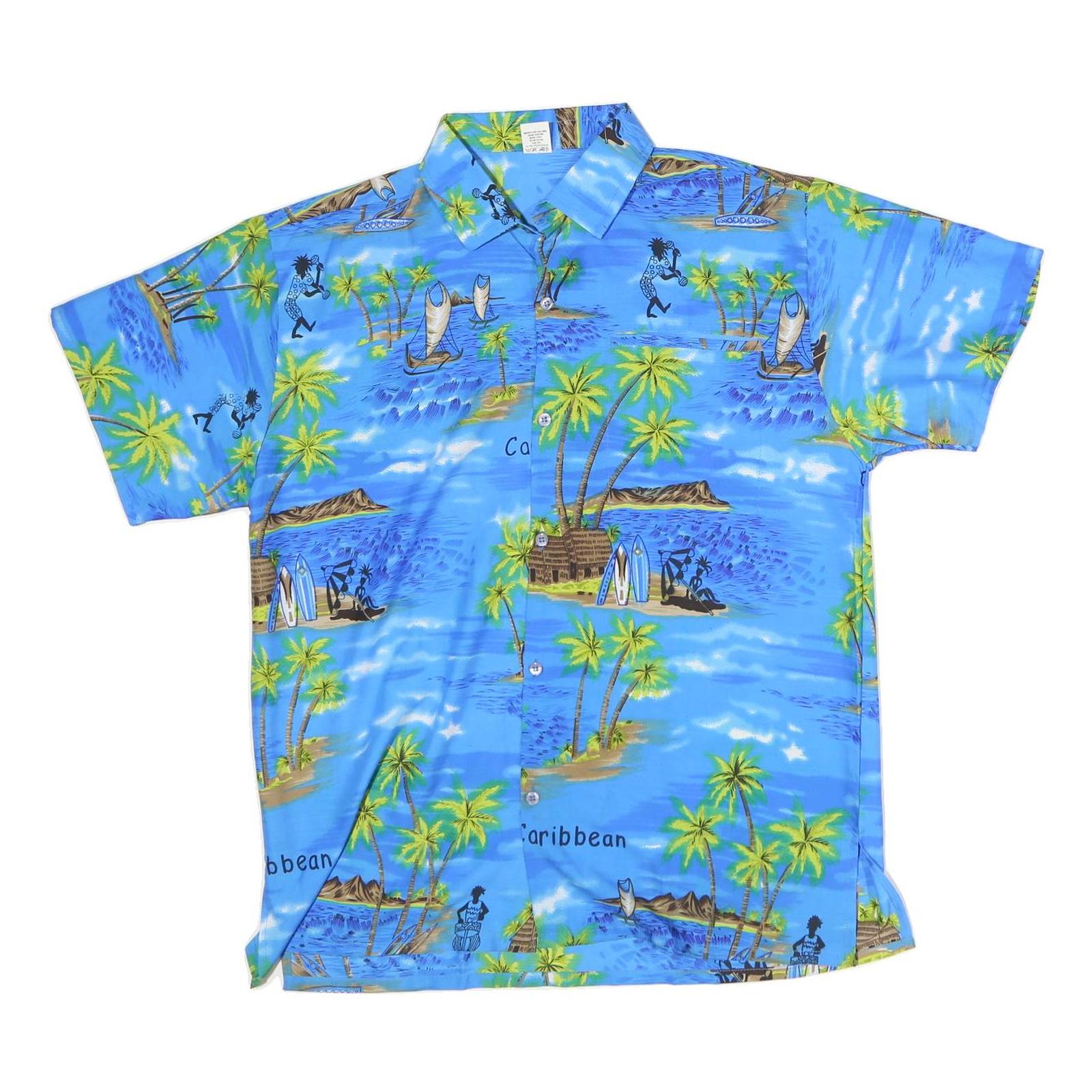 PINA Mens Blue Caribbean Print Shirt M Tropical Holiday Casual Summer Refurbished - N/A refurbished available on Cerqular