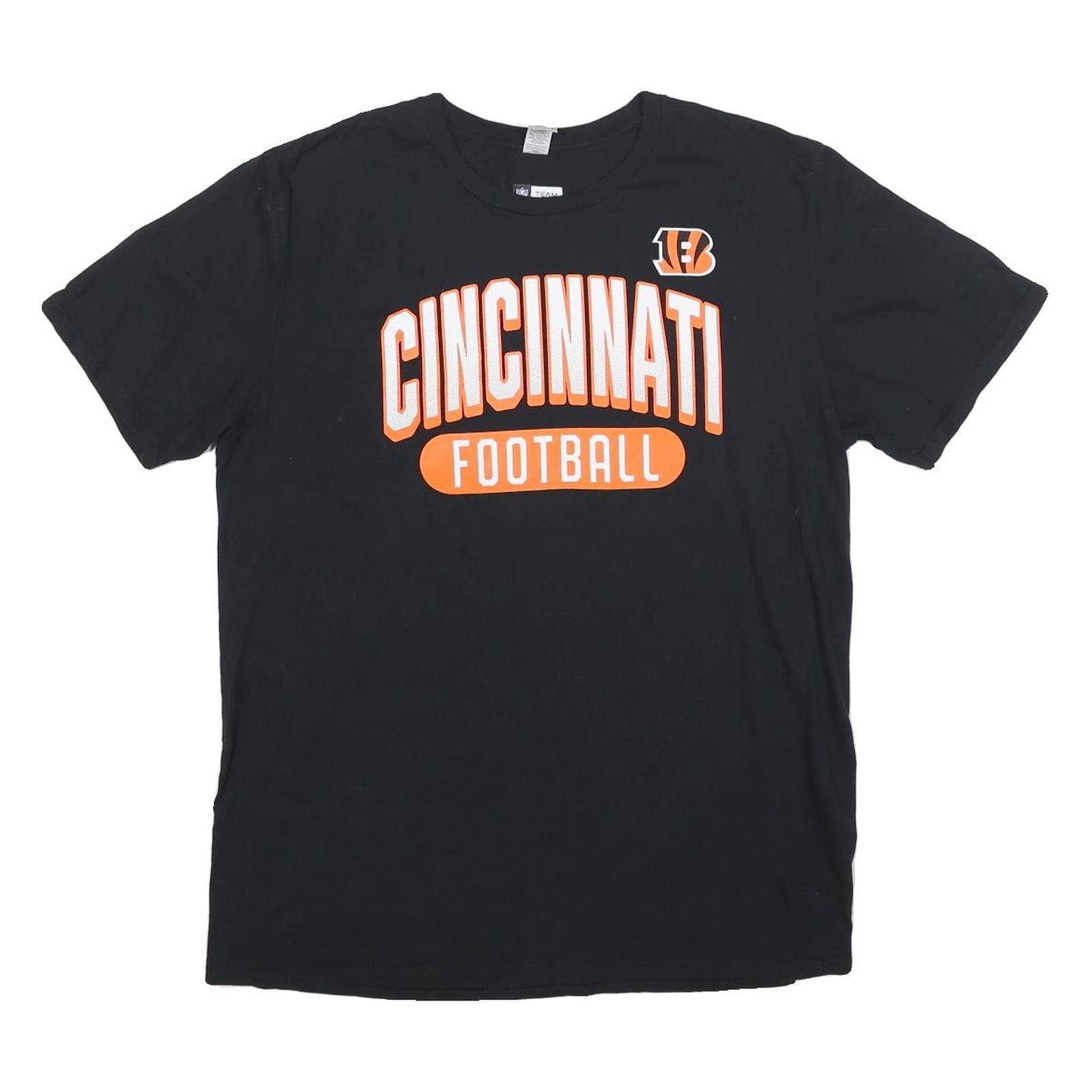 NFL Mens Black Cincinnati Football Graphic T-Shirt L Short Sleeve Crew Neck Refurbished - N/A refurbished available on Cerqular