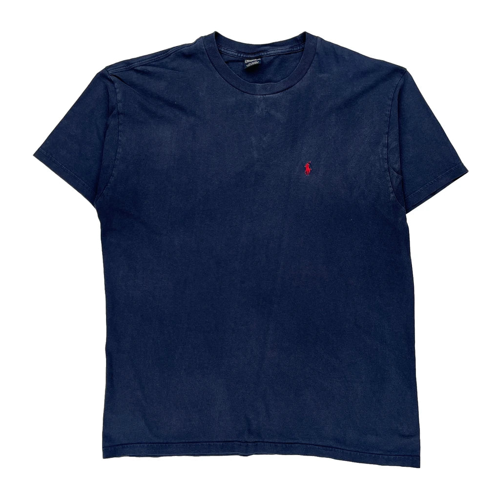 Polo By Ralph Lauren T-Shirt - XL Blue Cotton Refurbished - Thrifted (note: this is a term often used to describe second- refurbished available on Cerqular