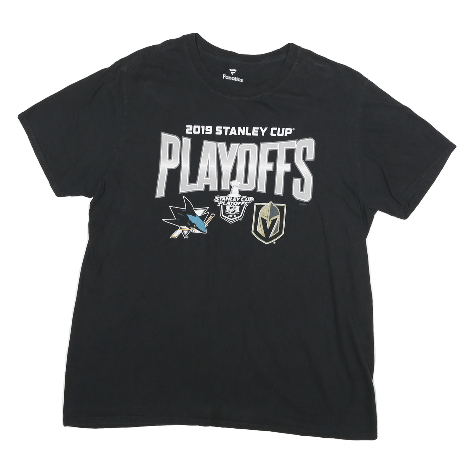 FANATICS Mens Black 2019 Stanley Cup Playoffs Graphic T-Shirt L Short Sleeve Refurbished - N/A refurbished available on Cerqular
