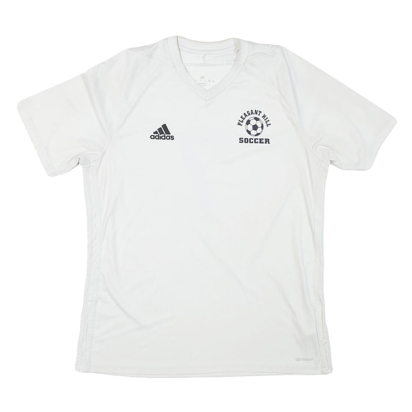 ADIDAS Mens White Pleasant Hill Soccer Graphic T-Shirt L Short Sleeve V-Neck Refurbished - N/A refurbished available on Cerqular