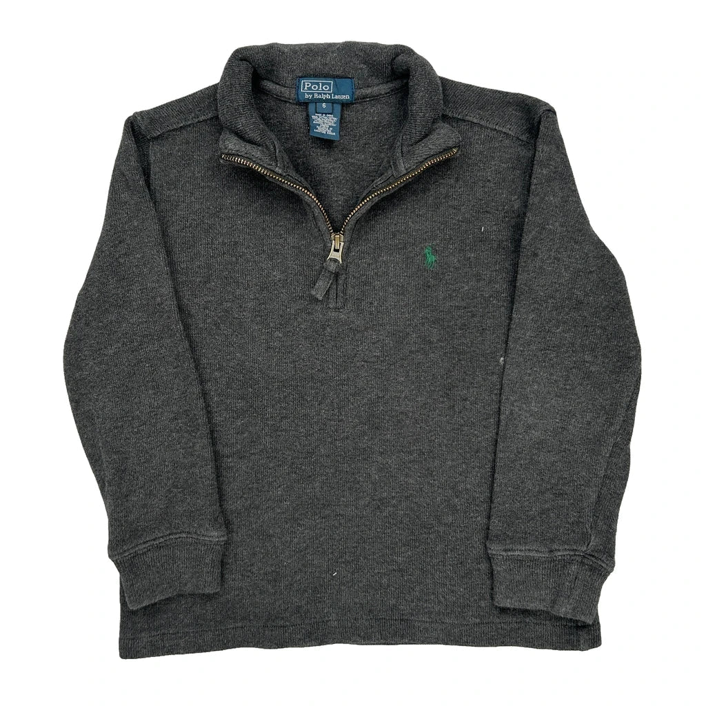 Age 6 Polo By Ralph Lauren 1/4 Zip - XS Grey Cotton Refurbished - Thrifted (note: this is a term often used to describe second- refurbished available on Cerqular