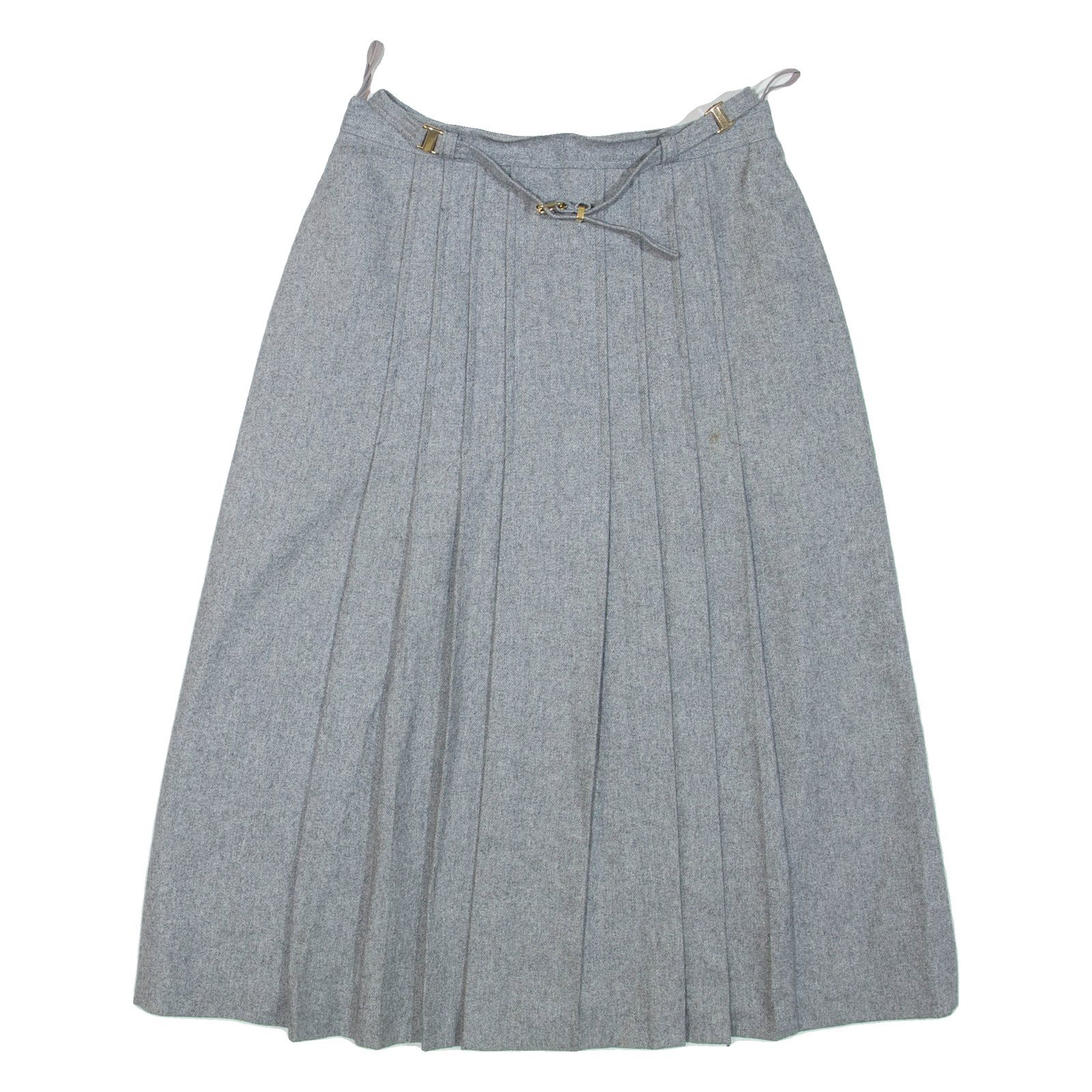 CHARLES DUMAS Belted Womens A-Line Skirt Grey Knee Length Wool S Refurbished - N/A refurbished available on Cerqular