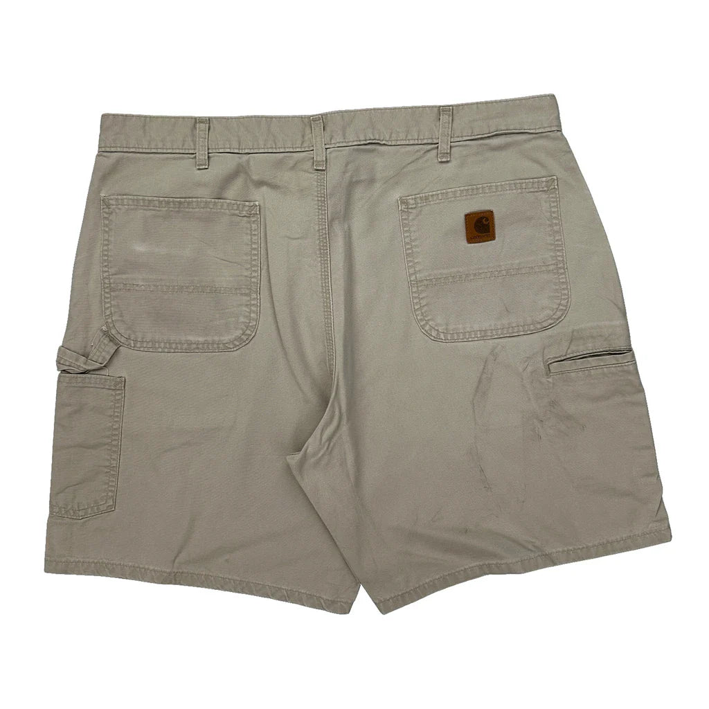 Carhartt Carpenter Shorts - 38W 9L Beige Cotton Refurbished - Thrifted (note: this is a term often used to describe second- refurbished available on Cerqular
