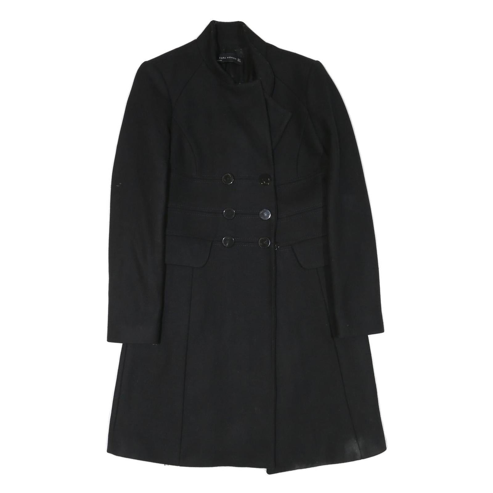 ZARA WOMAN Womens Black Wool Blend Button Jacket XS Plain Elegant Tailored Fit Refurbished - N/A refurbished available on Cerqular