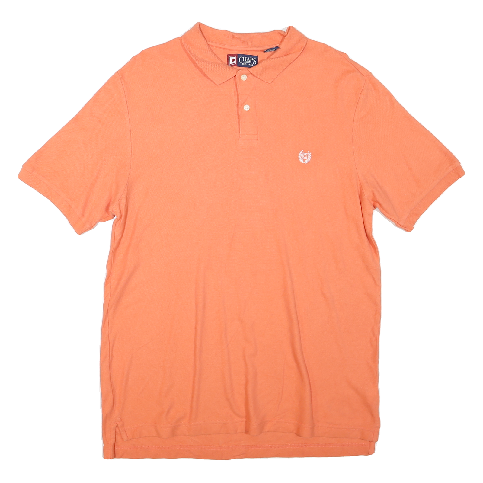 CHAPS Mens Orange Polo Shirt Short Sleeve Plain L Cotton Blend Classic Casual Refurbished - N/A refurbished available on Cerqular