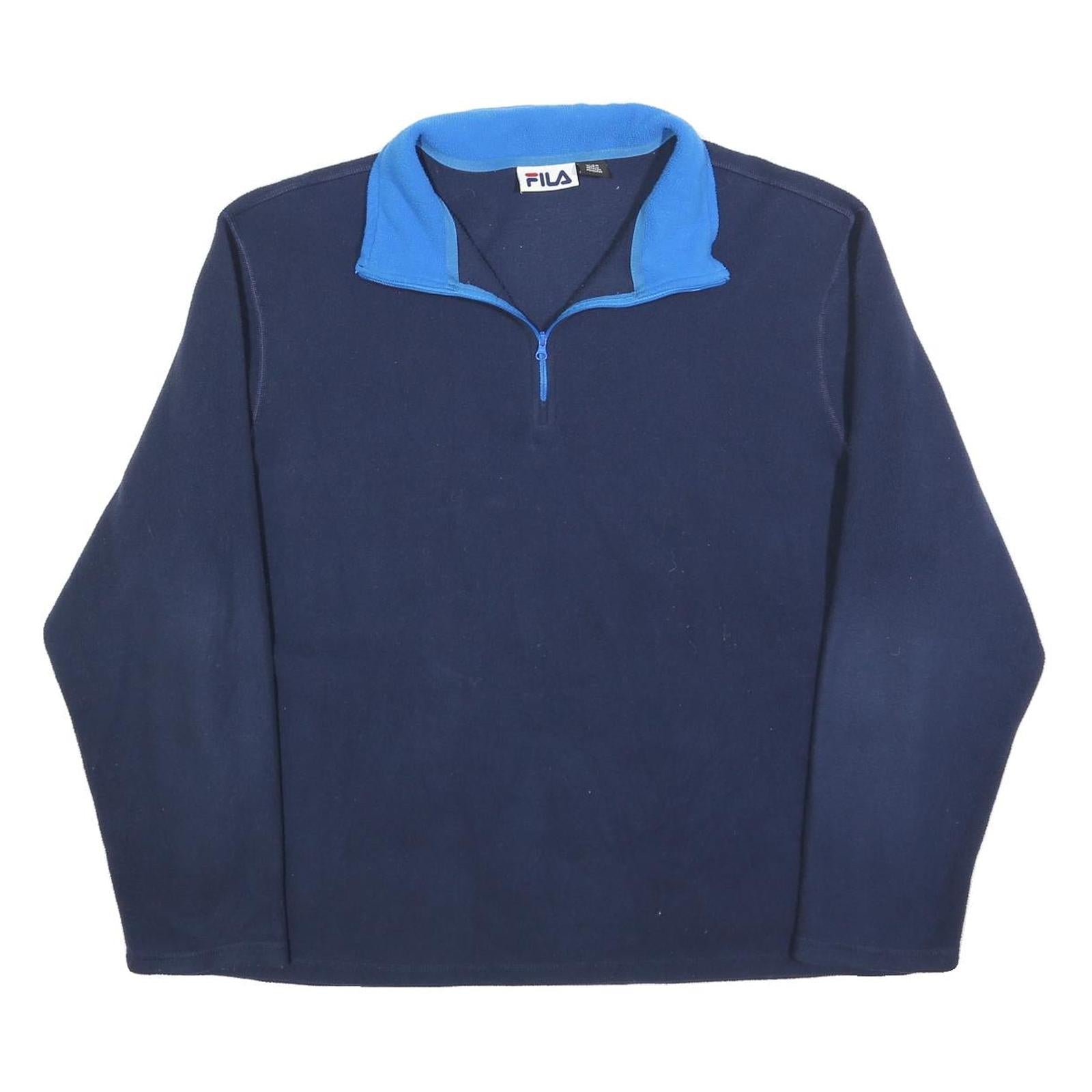 FILA Mens Navy Blue Pullover Plain 1/4 Zip Polyester XL Sports Jumper Cozy Refurbished - N/A refurbished available on Cerqular
