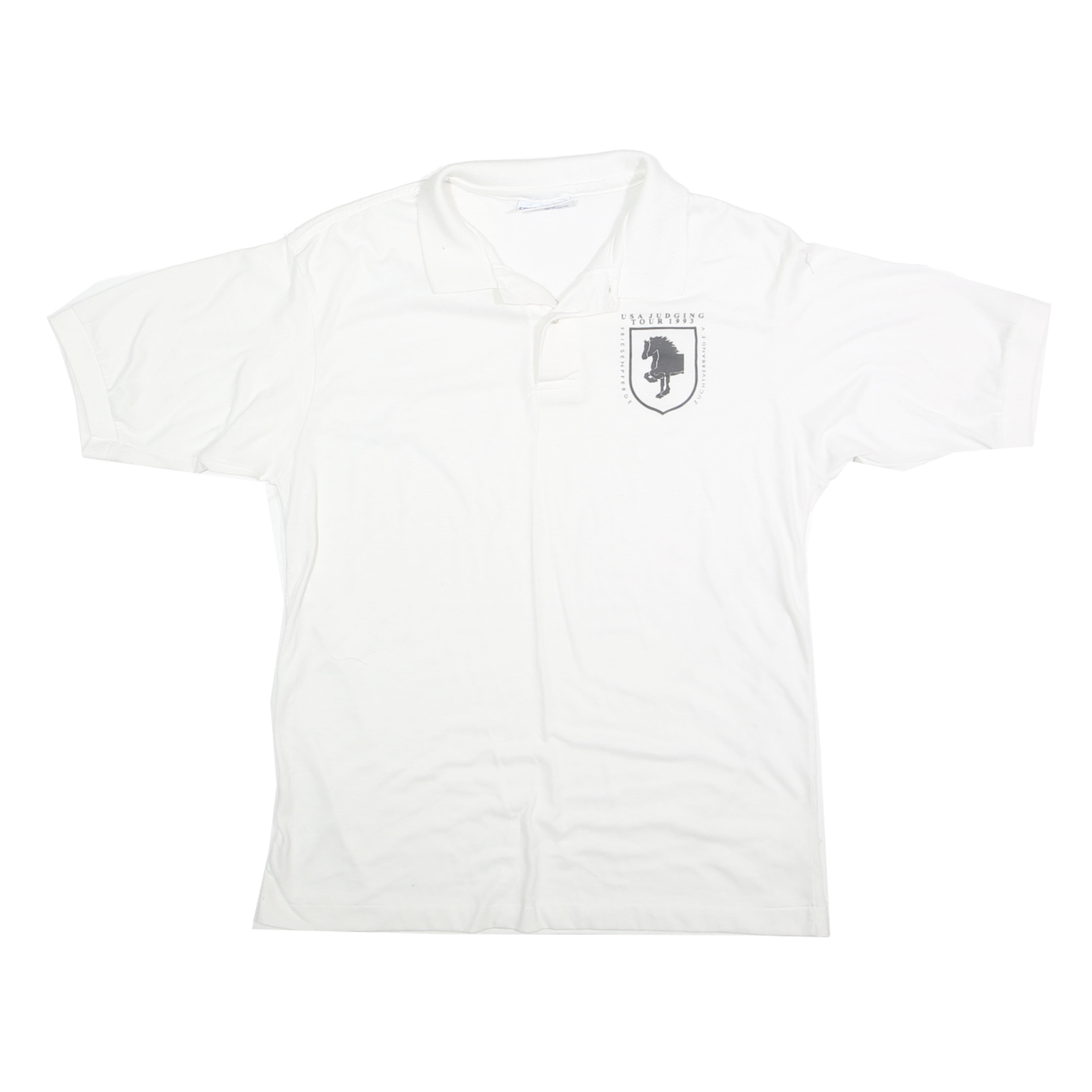 HANES Mens White Short Sleeve USA Judging Tour 1993 Polo Shirt L Cotton Blend Refurbished - N/A refurbished available on Cerqular