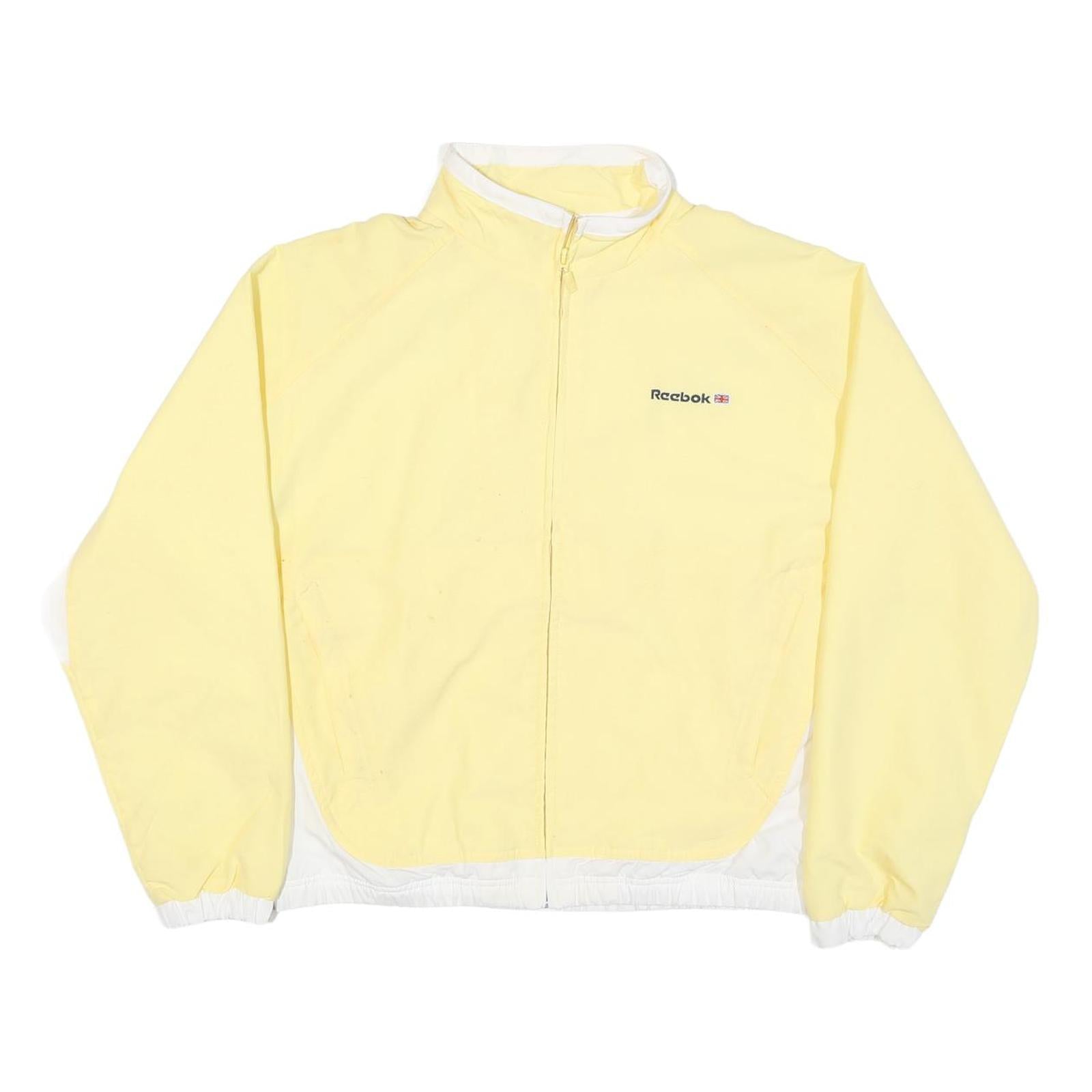 REEBOK Mens Yellow & White Zip Jacket M Polyester Blend Plain Sportswear Casual Refurbished - N/A refurbished available on Cerqular