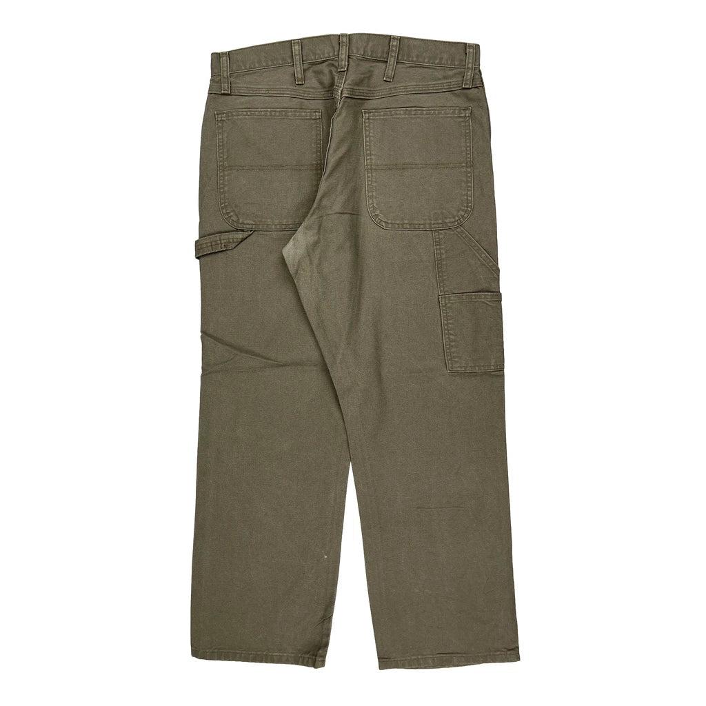 Carhartt Carpenter Trousers - 34W 30L Khaki Cotton Refurbished - Thrifted (note: this is a term often used to describe second- refurbished available on Cerqular