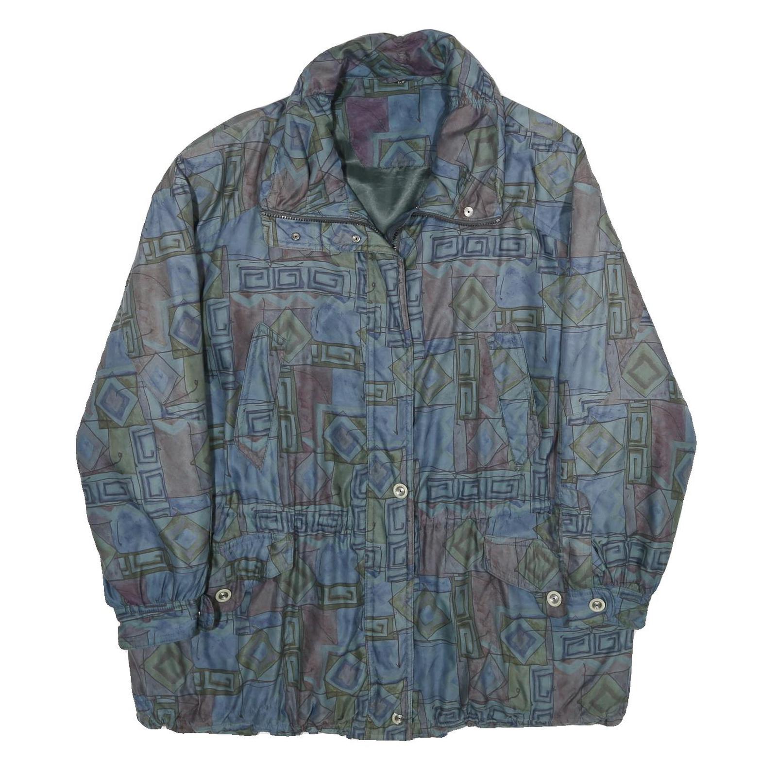 YOUR SIXTH SENSE Womens Blue Green Geometric Zip Jacket UK 18 Casual Lightweight Refurbished - N/A refurbished available on Cerqular