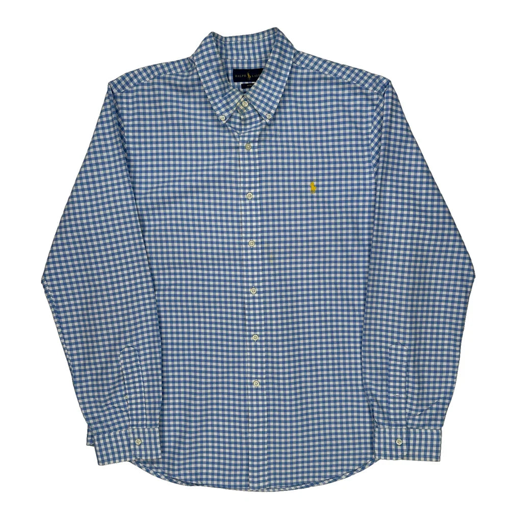 Ralph Lauren Checked Shirt - XL Blue Cotton Refurbished - Thrifted (note: this is a term often used to describe second- refurbished available on Cerqular