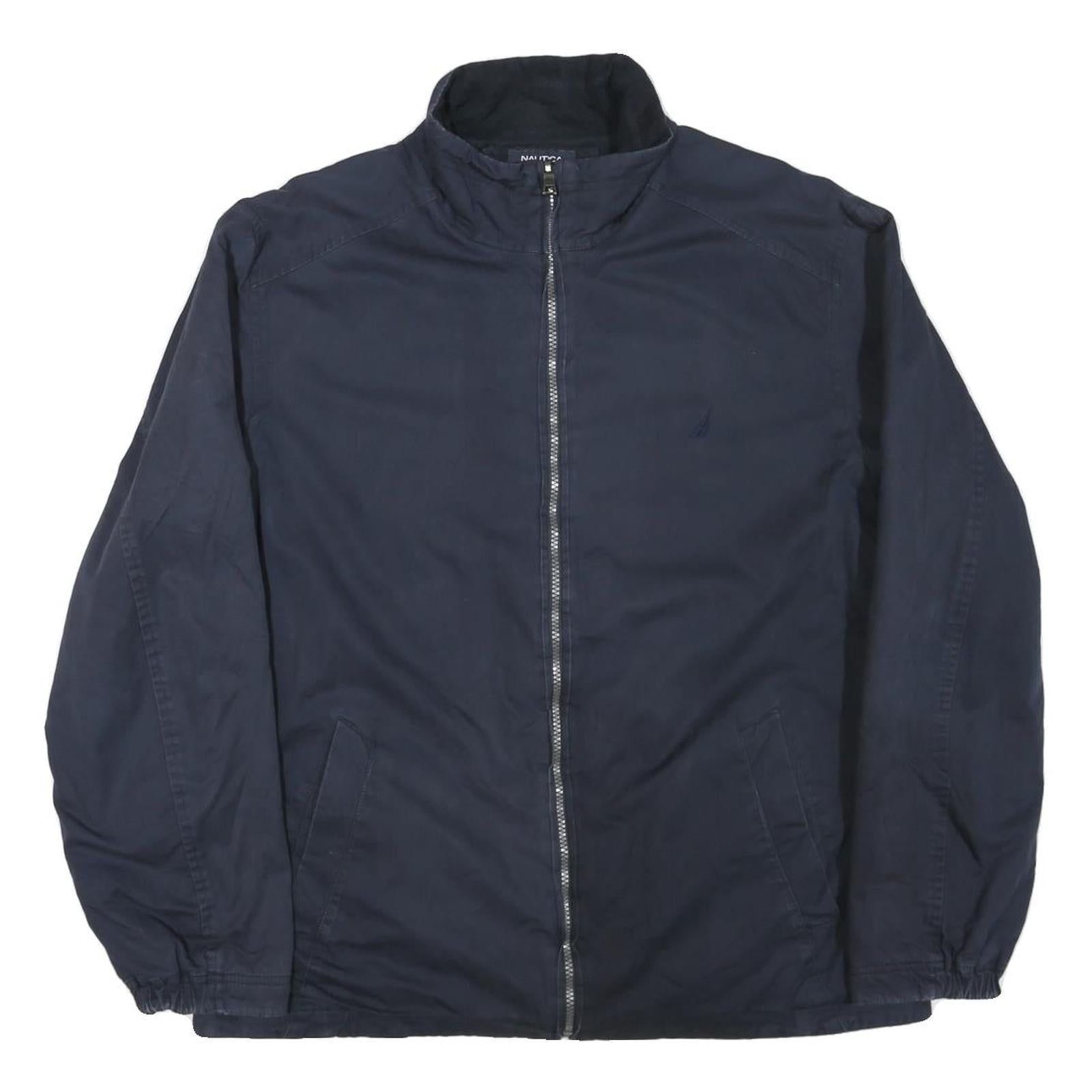 NAUTICA Mens Navy Blue Cotton Blend Zip Jacket L Plain Casual Outerwear Refurbished - N/A refurbished available on Cerqular