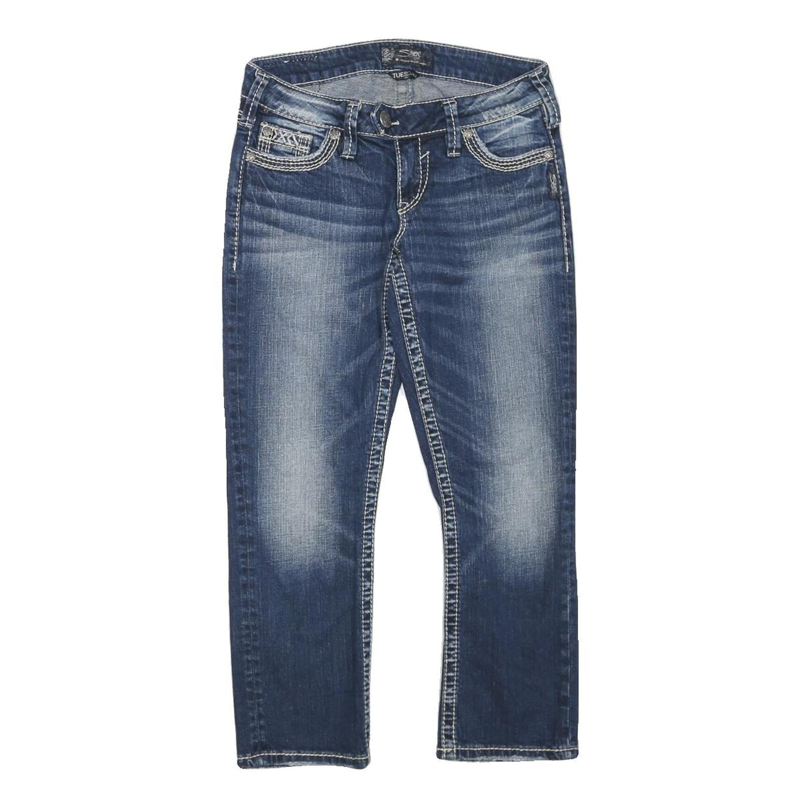 SILVER Womens Jeans Blue Regular Straight Denim Medium W30 L25 Stylish Zip Refurbished - N/A refurbished available on Cerqular