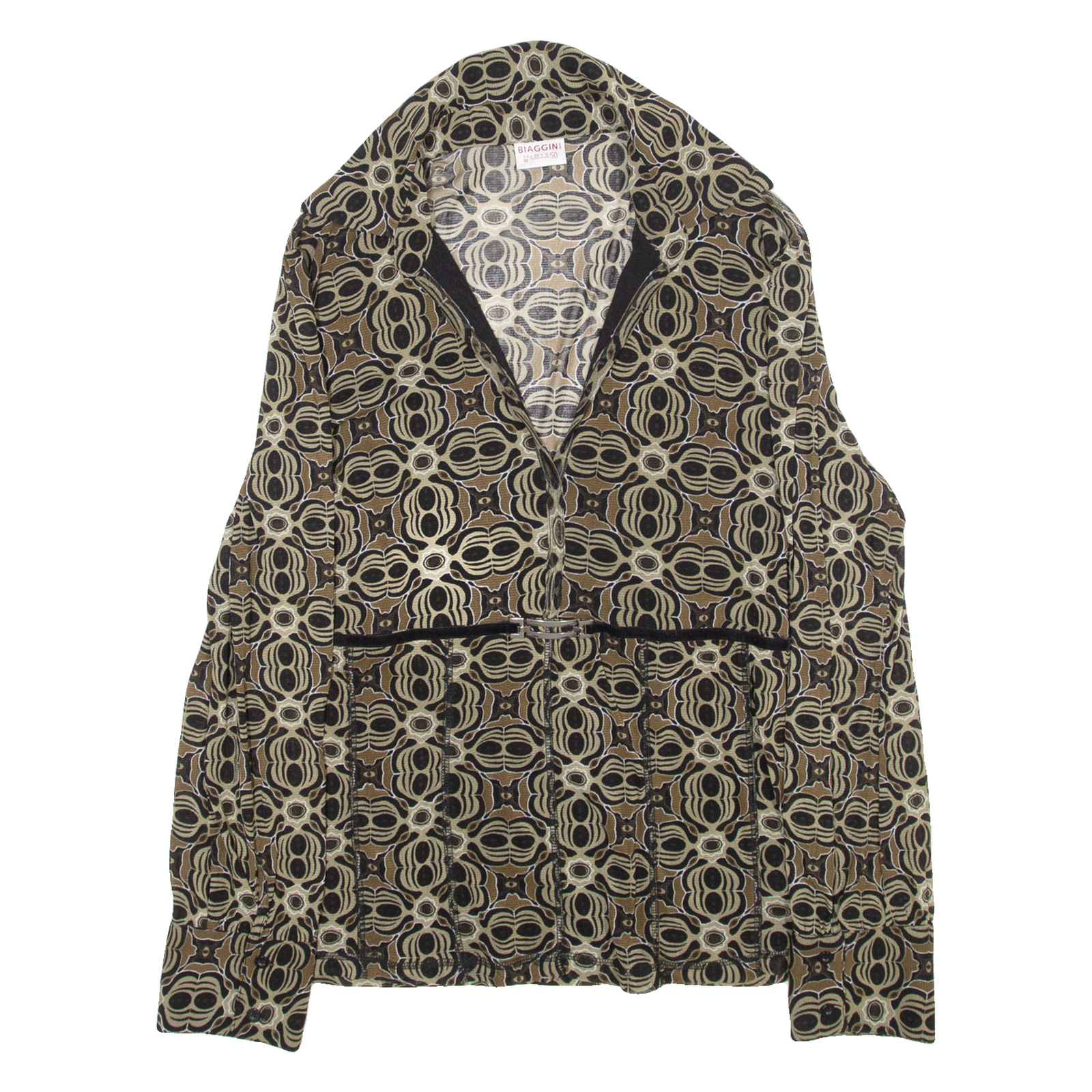 BIAGGINI Womens Top Brown Long Sleeve Crazy Pattern S Refurbished - N/A refurbished available on Cerqular