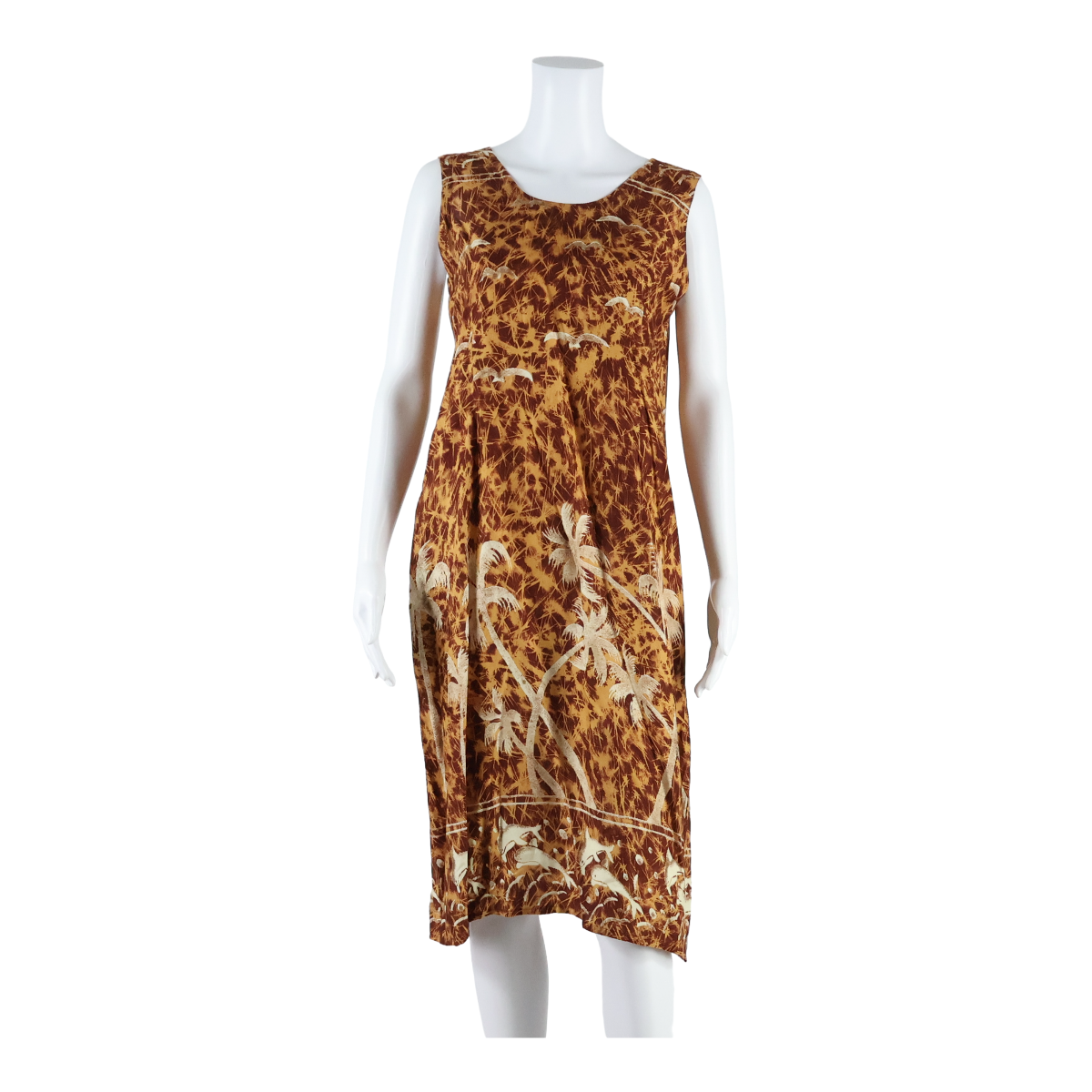 Tie Back Womens Shift Dress Brown Floral Sleeveless Midi S Refurbished - N/A refurbished available on Cerqular
