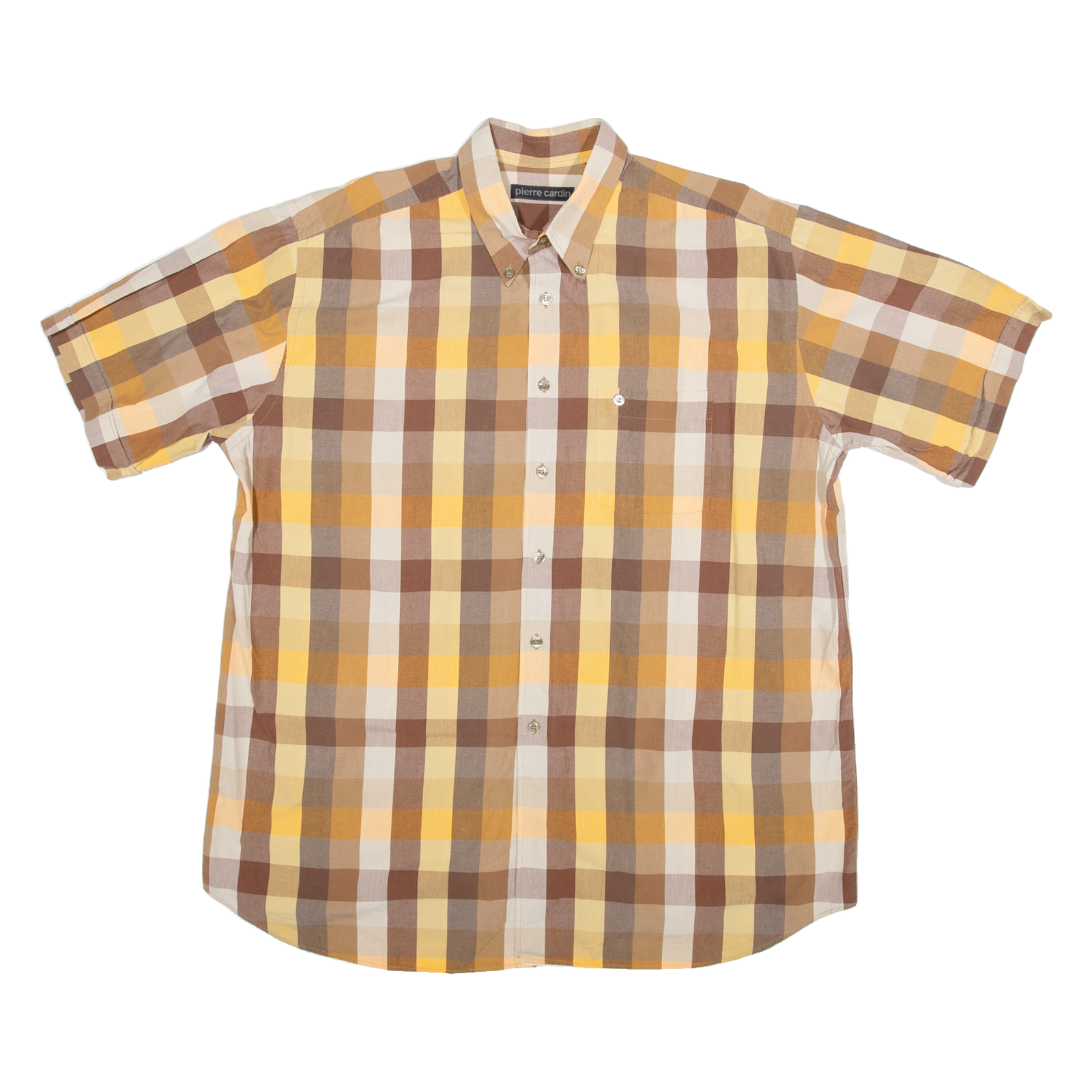 PIERRE CARDIN Mens Shirt Brown Gingham XL Refurbished - N/A refurbished available on Cerqular