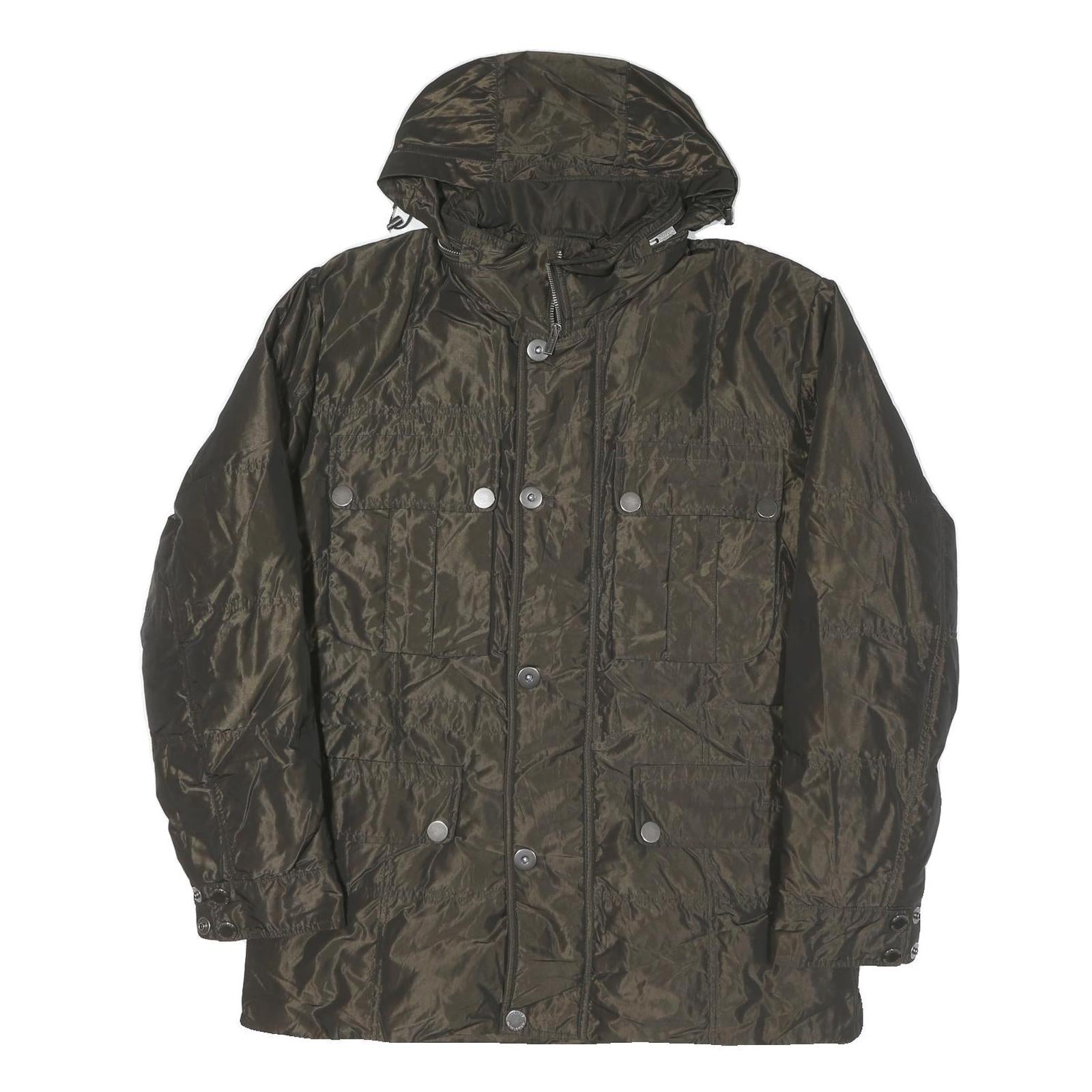 TOMMY HILFIGER Mens Dark Green Jacket L Polyester Blend Plain Hooded Zip Pockets Refurbished - N/A refurbished available on Cerqular
