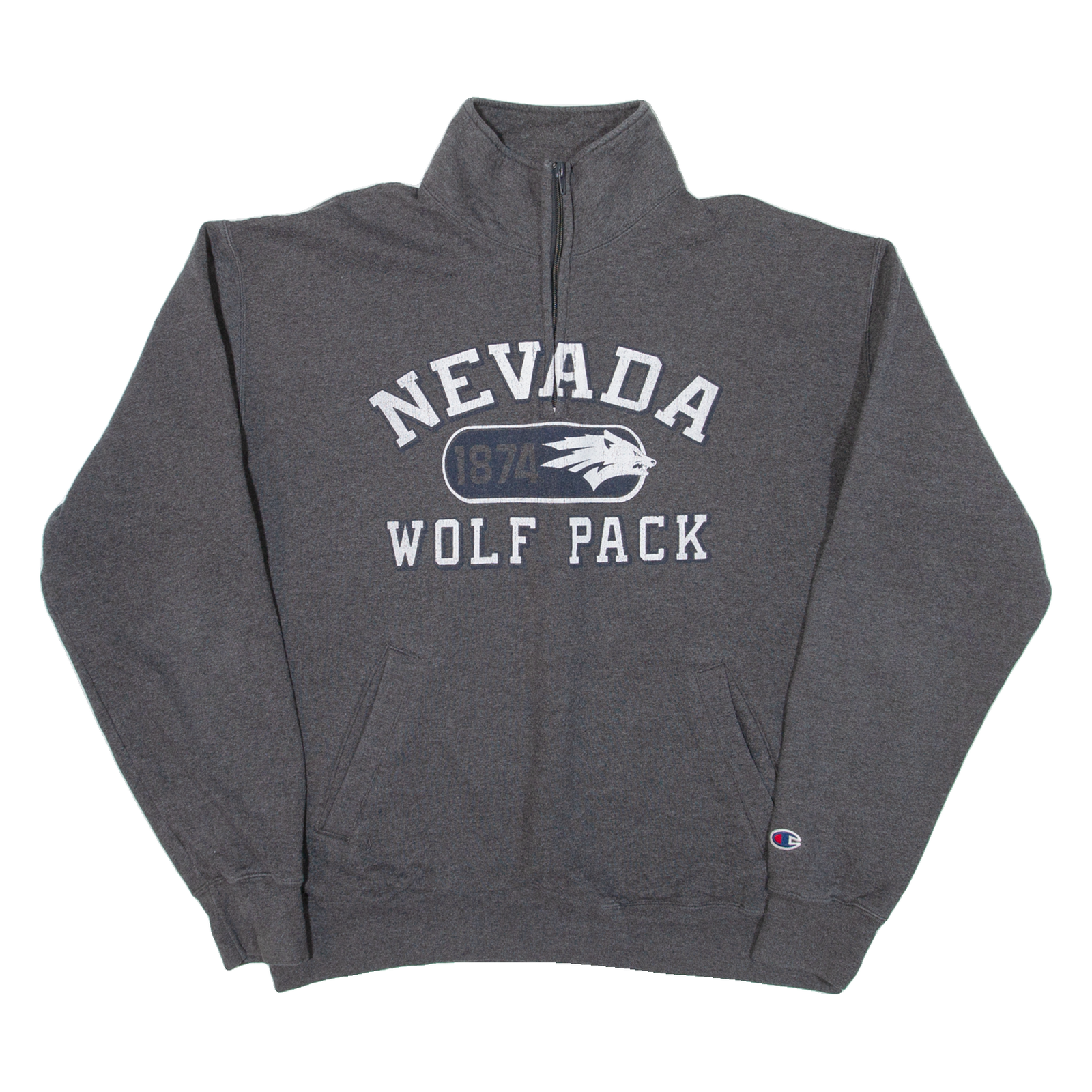 CHAMPION Nevada Wolf Pack Mens Sweatshirt Grey 1/4 Zip USA XL Refurbished - N/A refurbished available on Cerqular