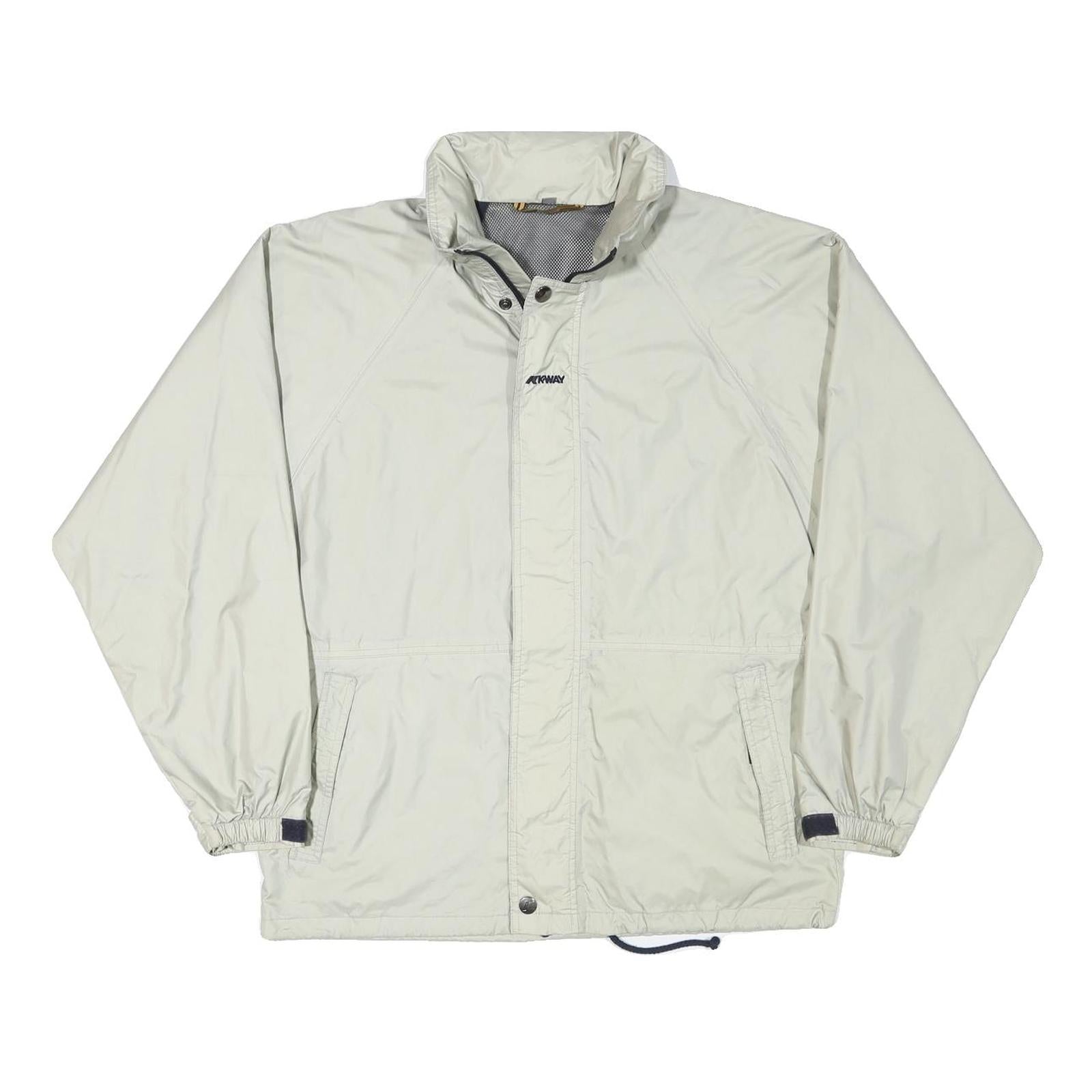 KWAY Mens White Jacket S Polyester Blend Plain Zip Lightweight Casual Refurbished - N/A refurbished available on Cerqular