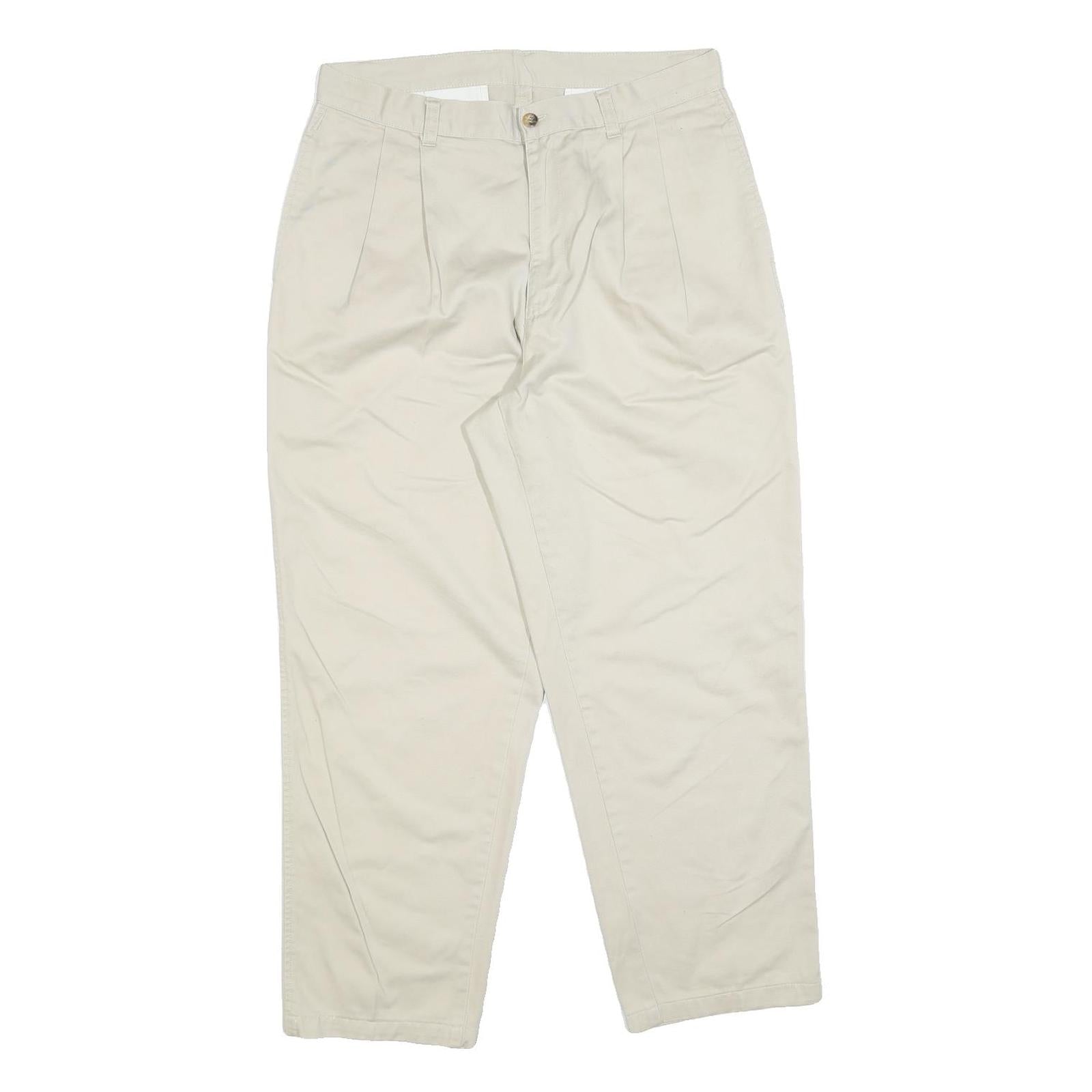 BURTONS Mens Cotton Blend Beige Regular Fit Trousers W34 L28 Classic Zip Closure Refurbished - N/A refurbished available on Cerqular