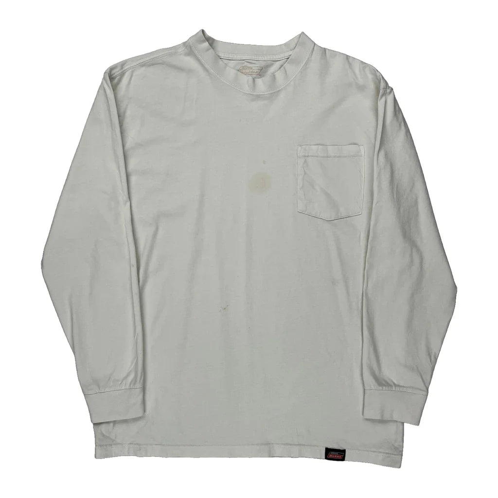 Dickies Long Sleeve T-Shirt - XL White Cotton Refurbished - Thrifted (note: this is a term often used to describe second- refurbished available on Cerqular