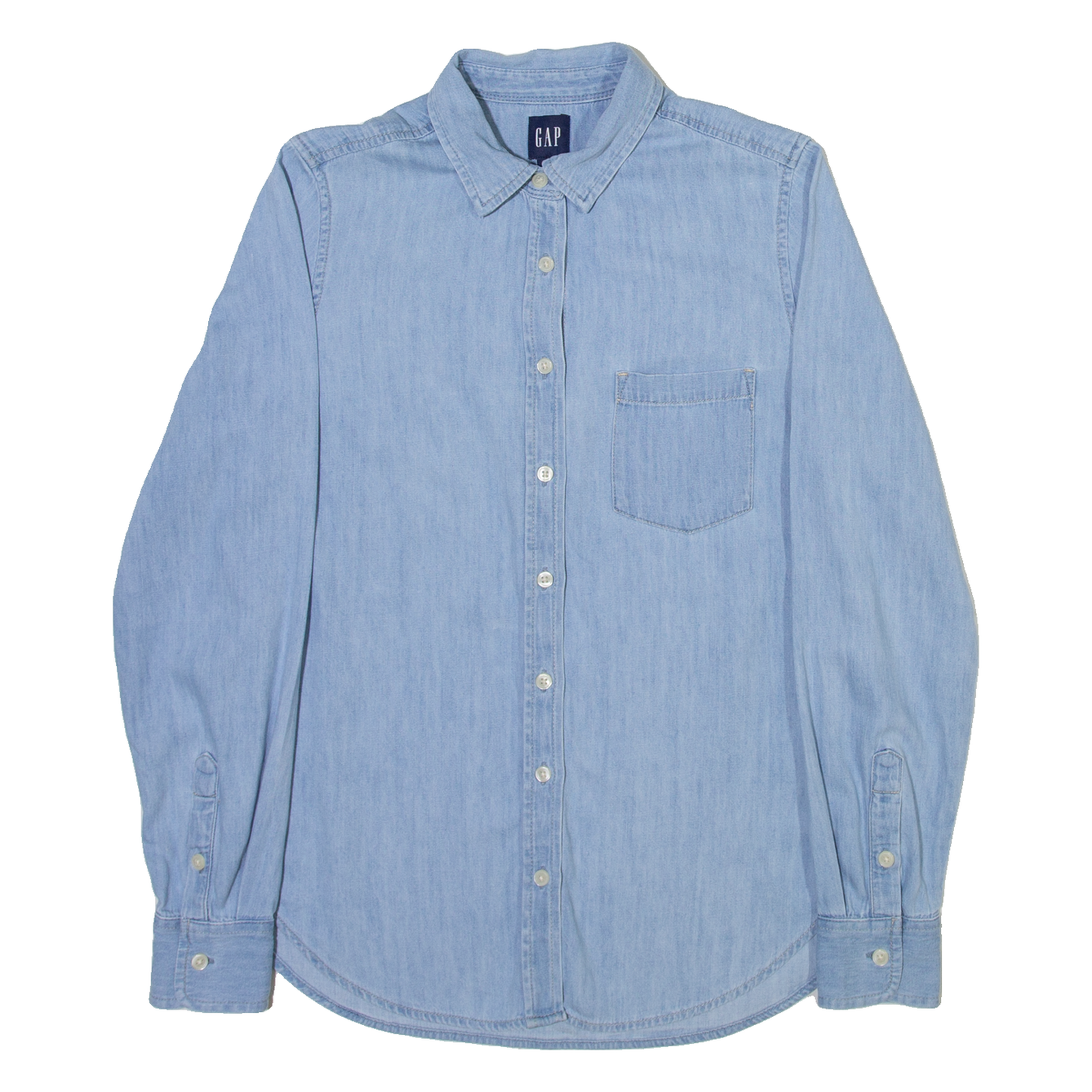 GAP Womens Denim Shirt Blue Long Sleeve XS Refurbished - N/A refurbished available on Cerqular