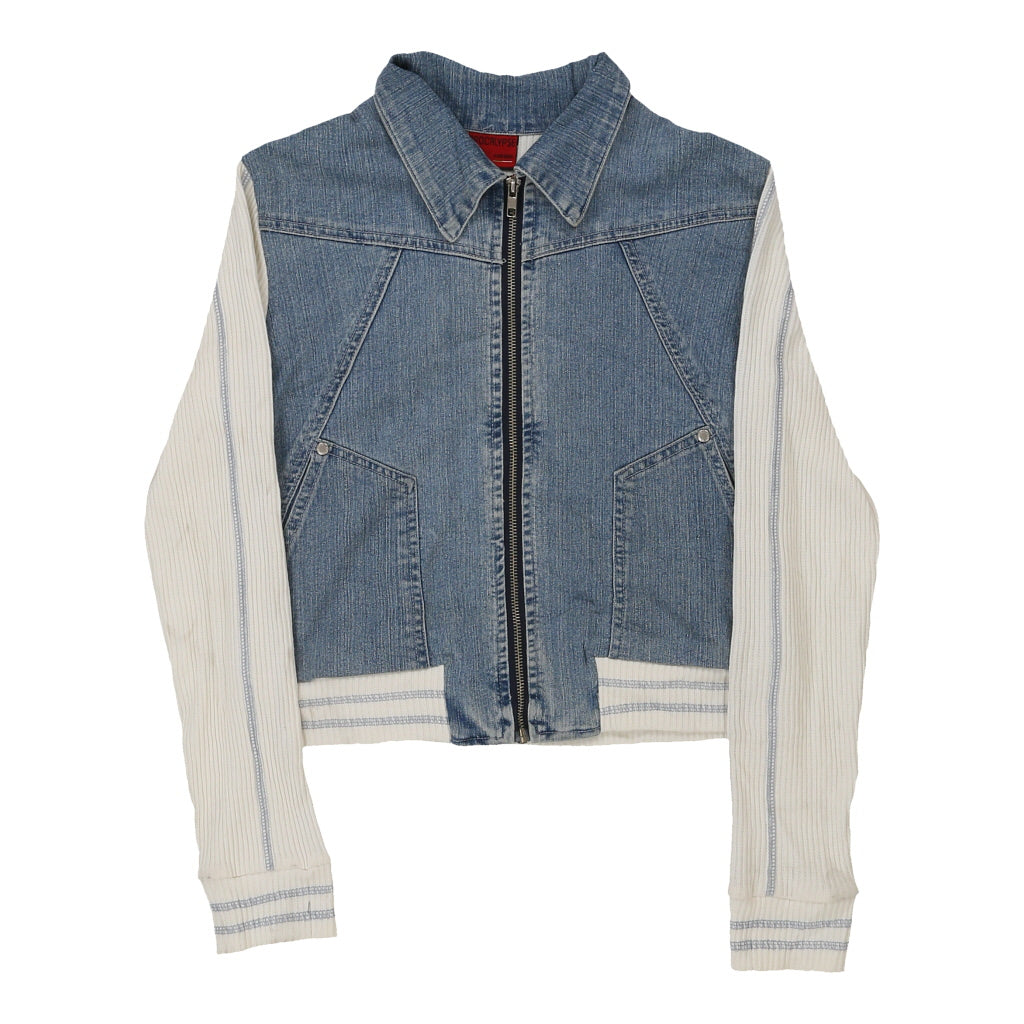 Y2K Apocalypse Denim Jacket - Large Blue Cotton Refurbished - Thrifted (note: this is a term often used to describe second- refurbished available on Cerqular