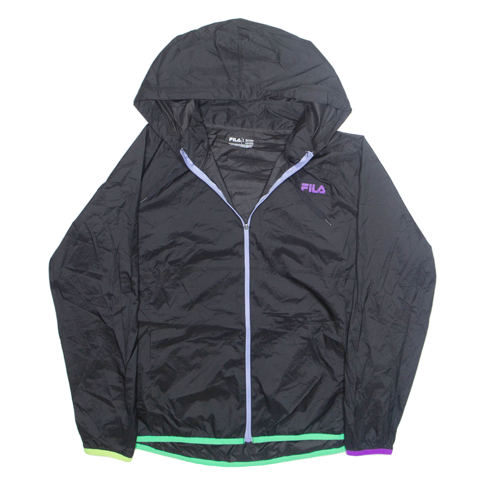FILA Womens Rain Jacket Black Nylon Hooded L Refurbished - N/A refurbished available on Cerqular