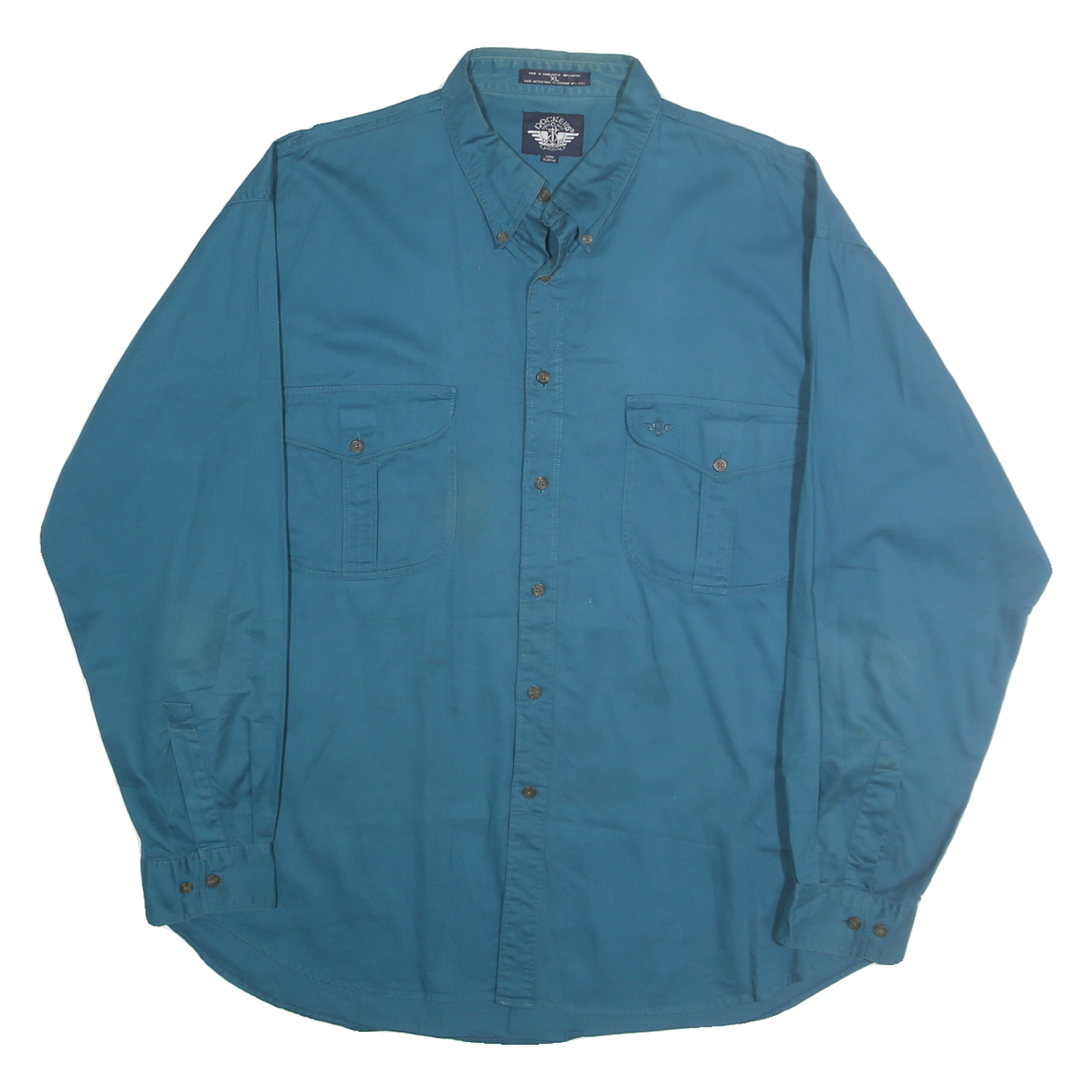 DOCKERS Mens Blue Shirt XL Button-Down Collar Cotton Casual Pocketed Long Sleeve Refurbished - N/A refurbished available on Cerqular