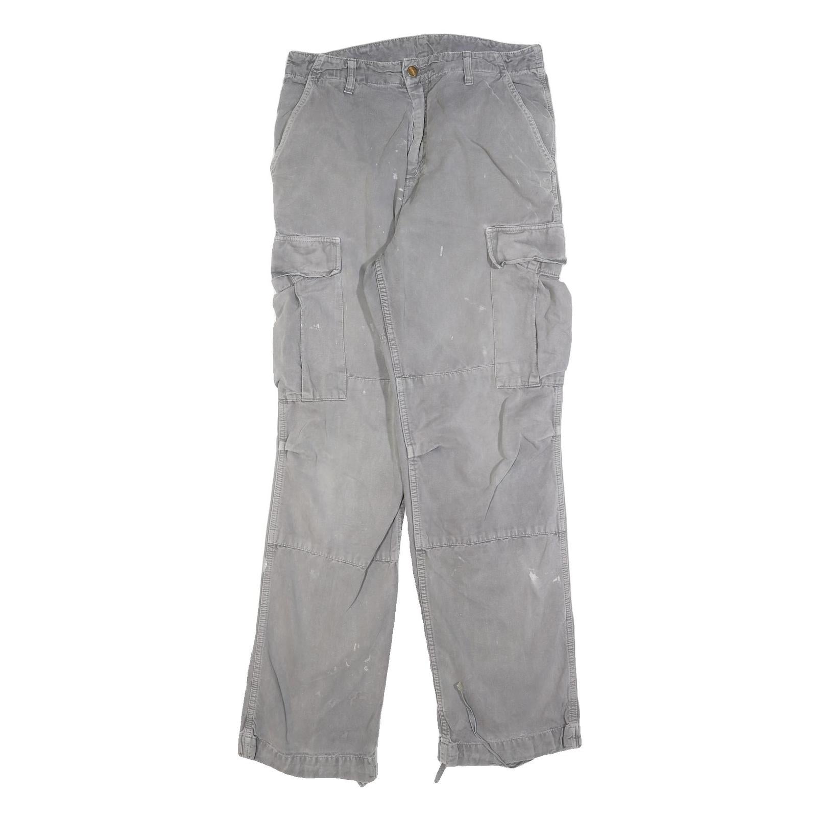 CARHARTT Mens Cotton Blend Relaxed Cargo Trousers Grey W30 L34 Workwear Casual Refurbished - N/A refurbished available on Cerqular