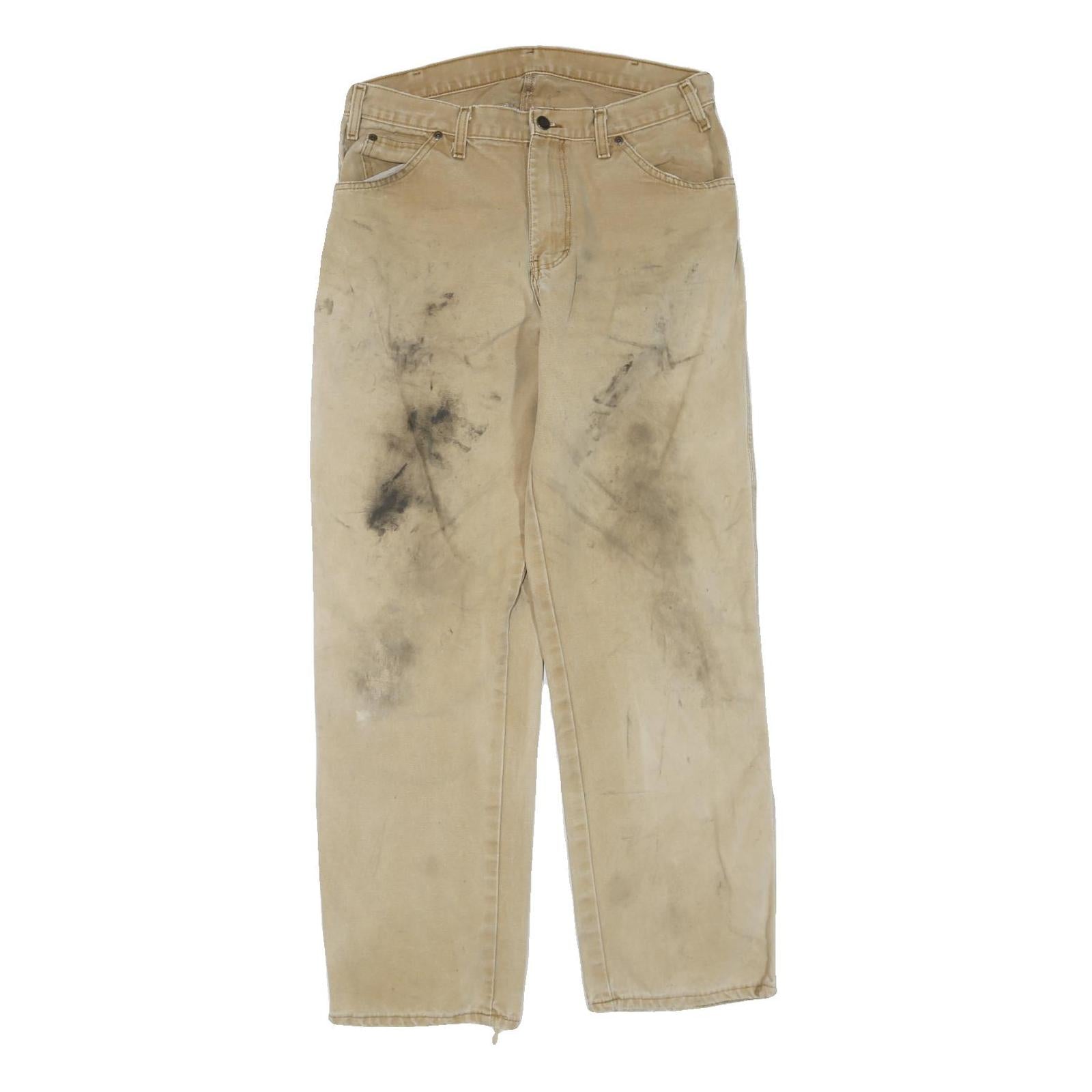DICKIES Mens Regular Fit Beige Cotton Blend Trousers W34 L30 Workwear Durable Refurbished - N/A refurbished available on Cerqular