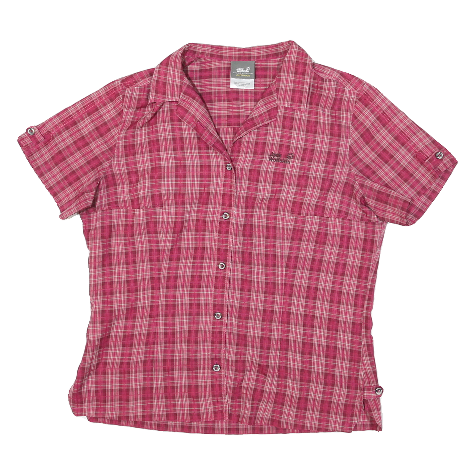 JACK WOLFSKIN Womens Pink Plaid Shirt L Lightweight Breathable Outdoor Style Refurbished - N/A refurbished available on Cerqular