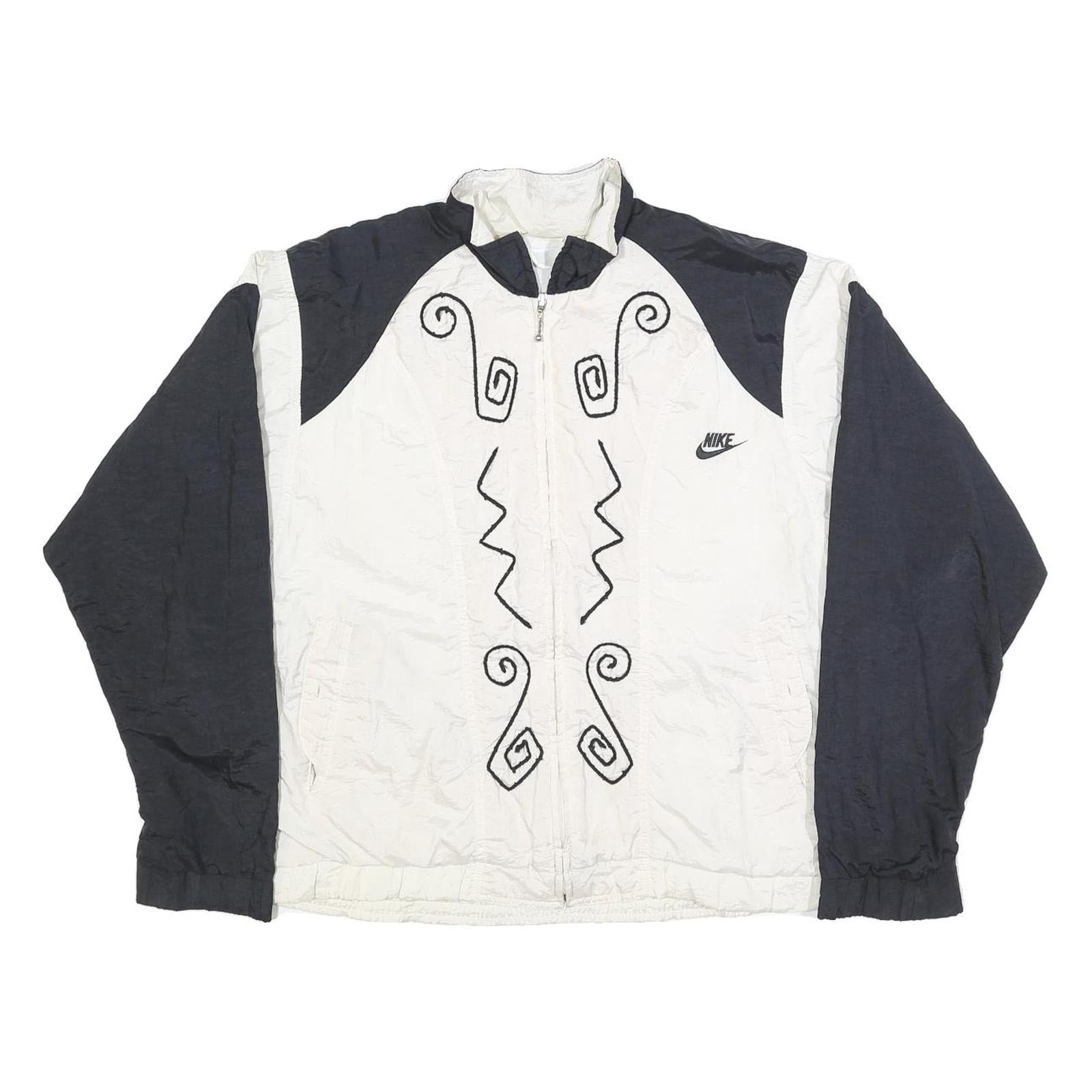 NIKE Womens Black & White Abstract Pattern Zip Jacket M Polyester Sporty Casual Refurbished - N/A refurbished available on Cerqular