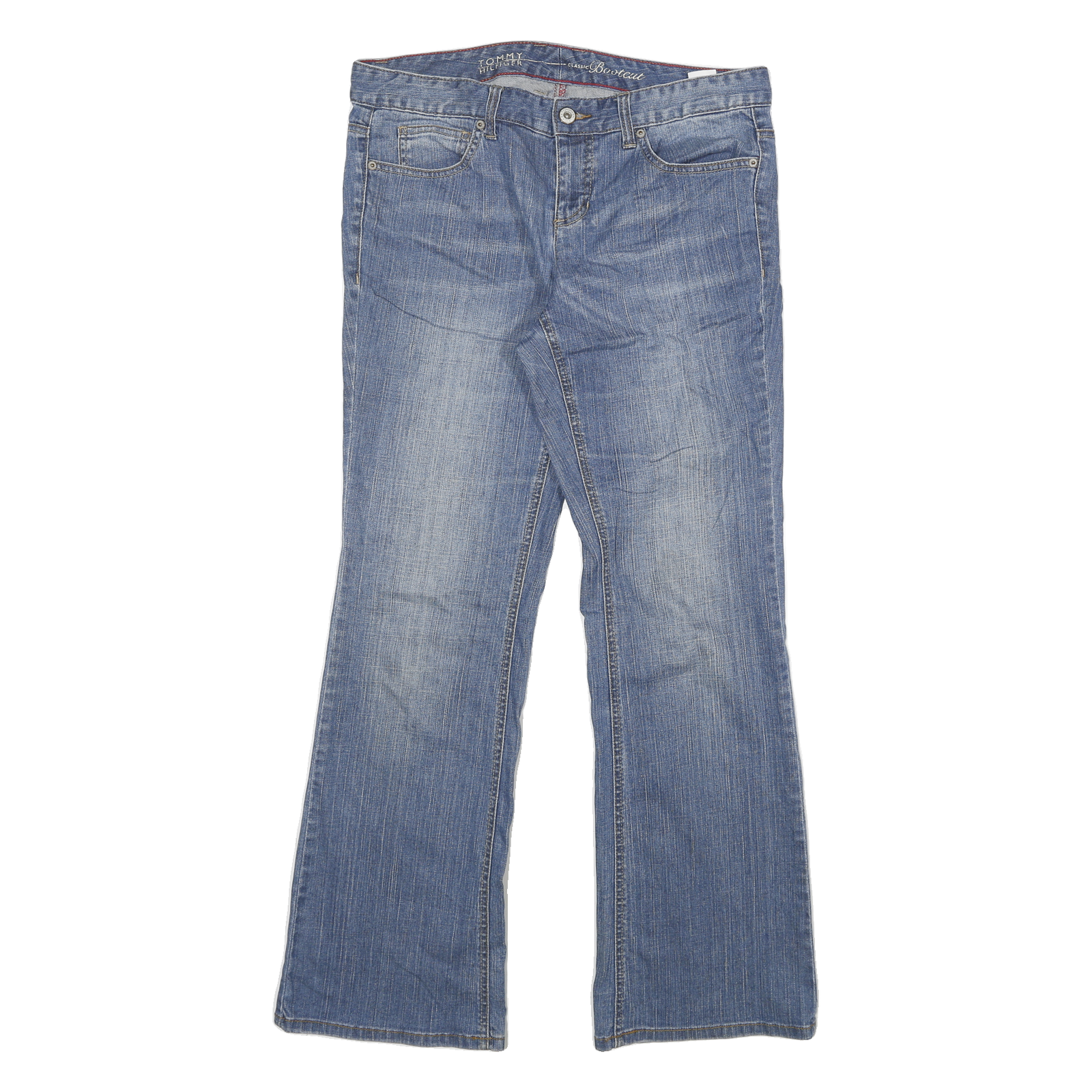 TOMMY HILFIGER Womens Blue Regular Bootcut Denim Light W35 L33 Toggle Closure Refurbished - N/A refurbished available on Cerqular
