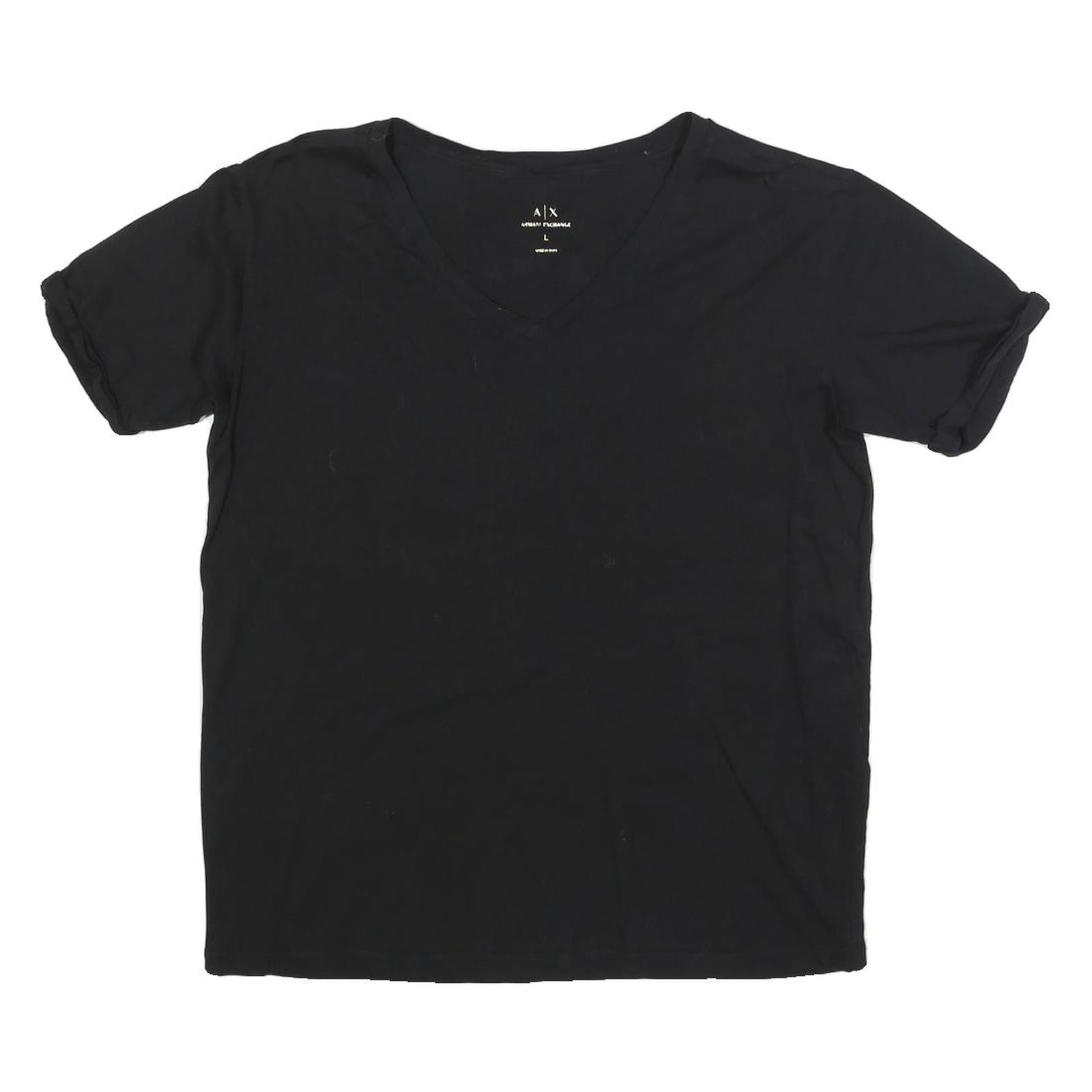 ARMANI EXCHANGE Womens Black Logo Graphic T-Shirt L Short Sleeve V-Neck Stylish Refurbished - N/A refurbished available on Cerqular