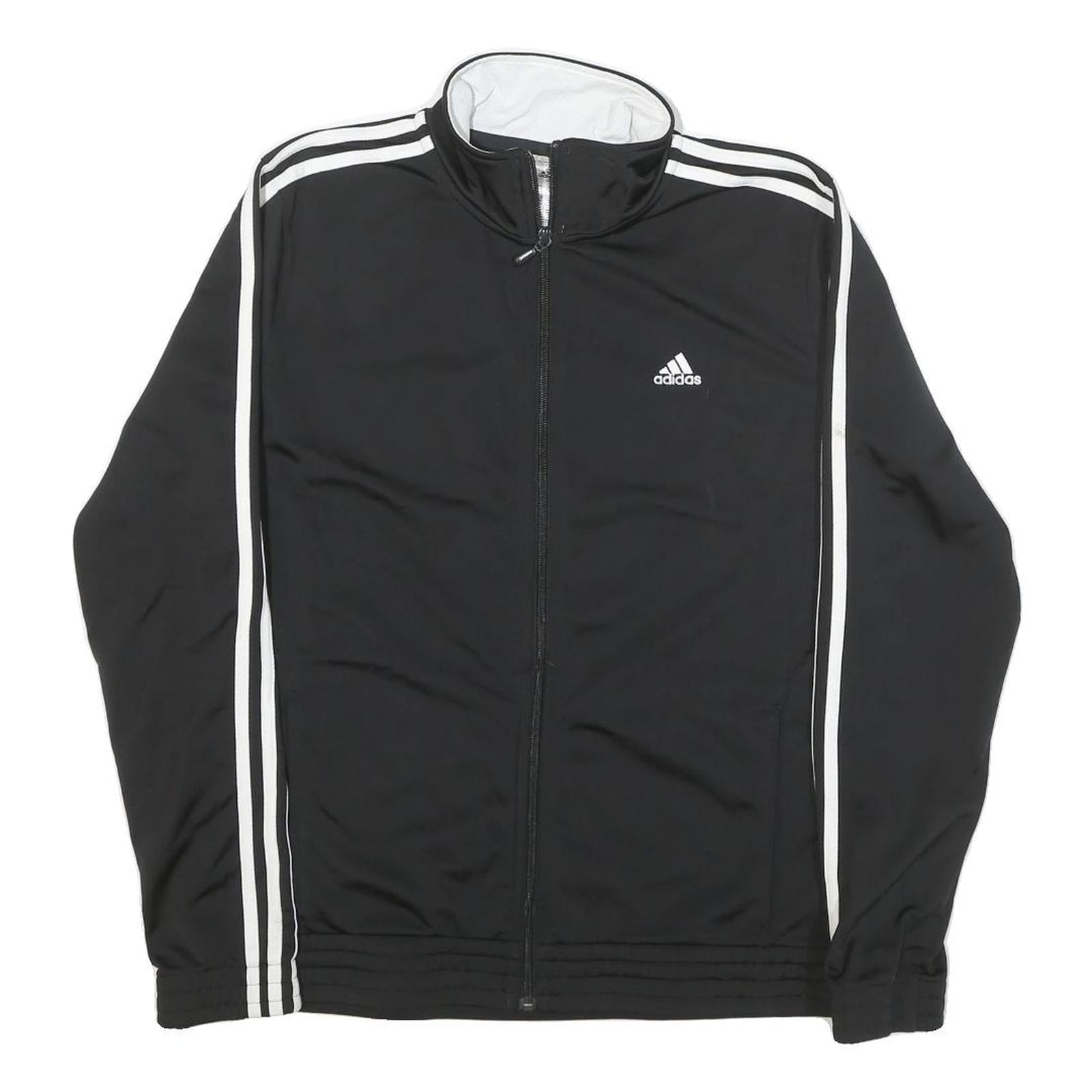 ADIDAS Womens Black & White Classic Zip Up Polyester Blend Track Jacket L Refurbished - N/A refurbished available on Cerqular