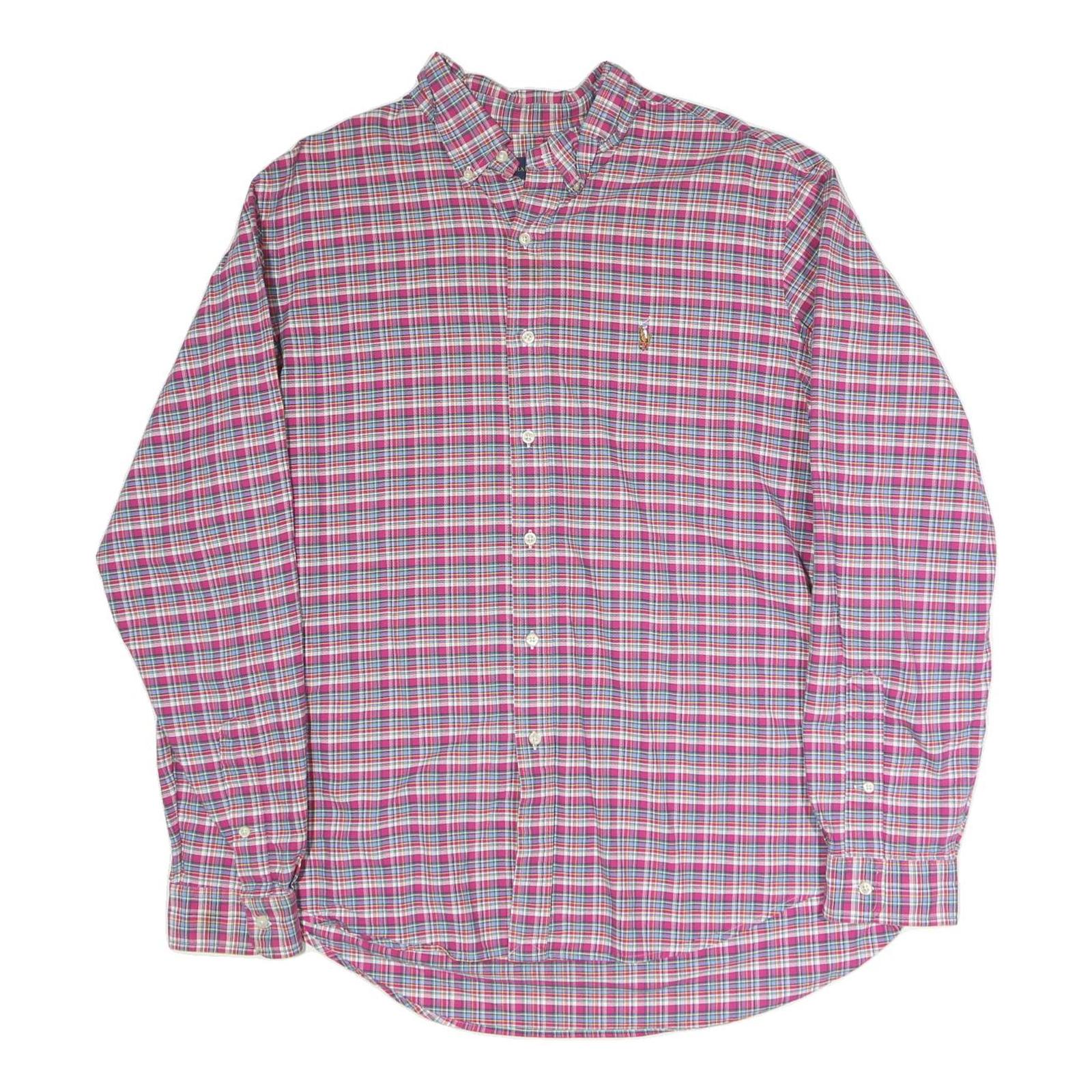 RALPH LAUREN Mens Pink & Blue Check Shirt XL Cotton Blend Button Down Collar Refurbished - N/A refurbished available on Cerqular