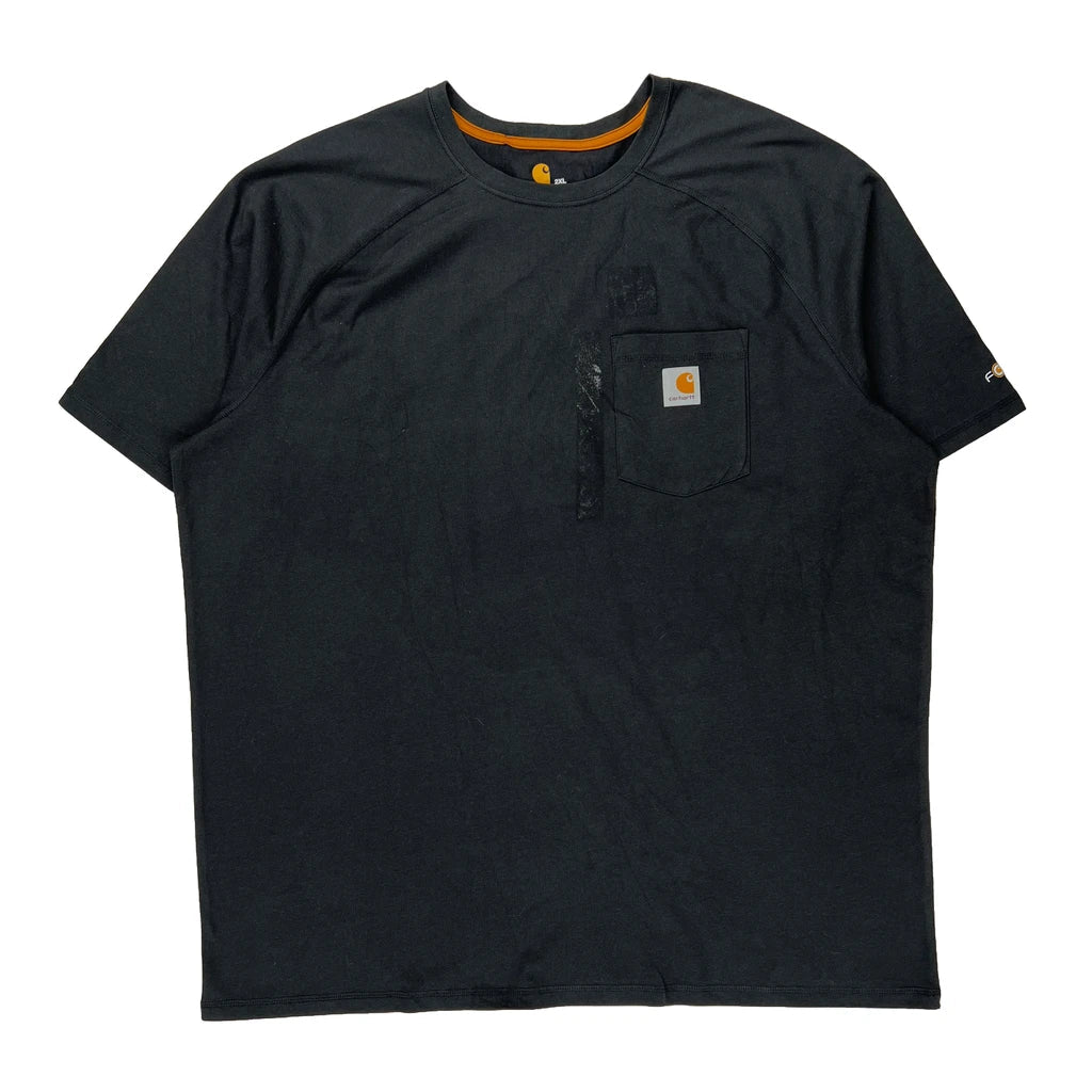 Carhartt T-Shirt - 2XL Black Cotton Refurbished - Thrifted (note: this is a term often used to describe second- refurbished available on Cerqular