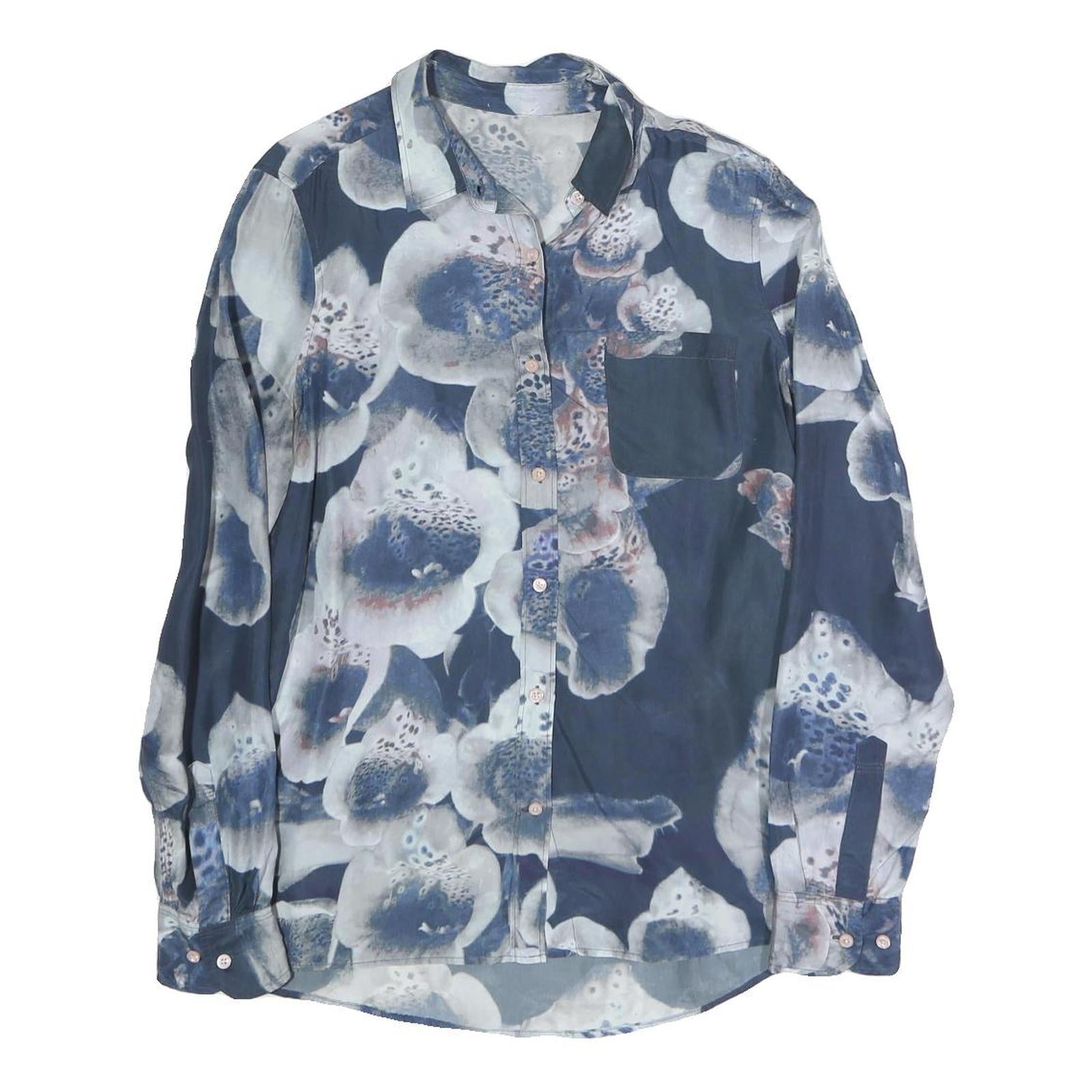 Buy Womens Blue Floral Shirt Long Sleeve Collared Cotton Blend S Stylish Refurbished - $18.19 Womens Blue Floral Shirt Long Sleeve Collared Cotton Blend S Stylish Refurbished - N/A refurbished available on Cerqular