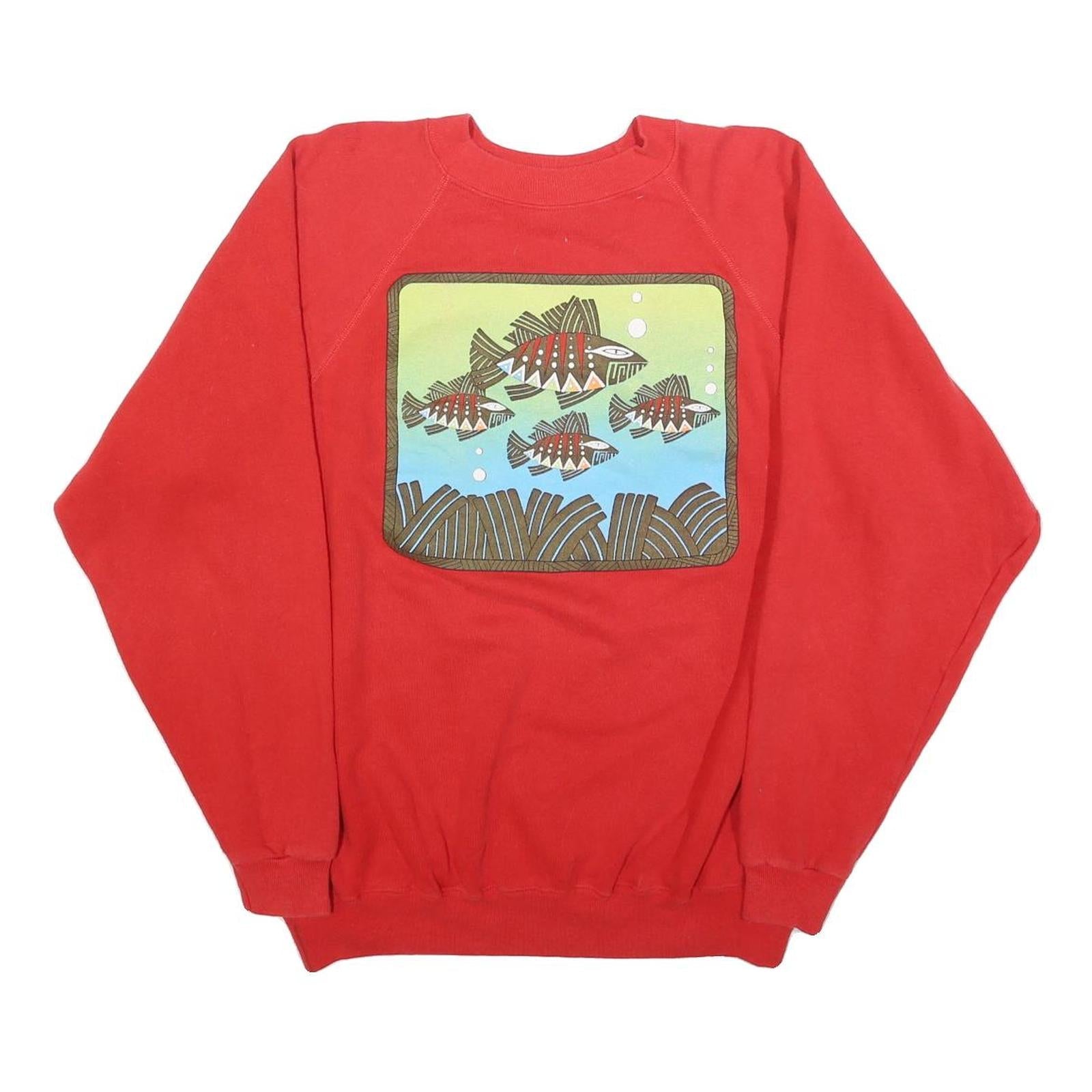 HANES Womens Red Fish Graphic Crew Neck XL Cotton Sweatshirt Casual Pullover Refurbished - N/A refurbished available on Cerqular