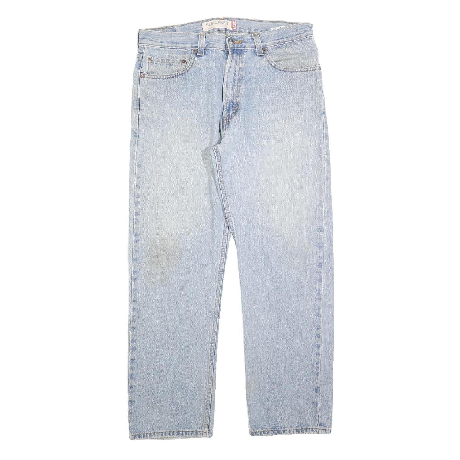 LEVI'S 505 Mens Jeans Blue Regular Straight Denim Light W34 L30 Classic Zip Refurbished - N/A refurbished available on Cerqular