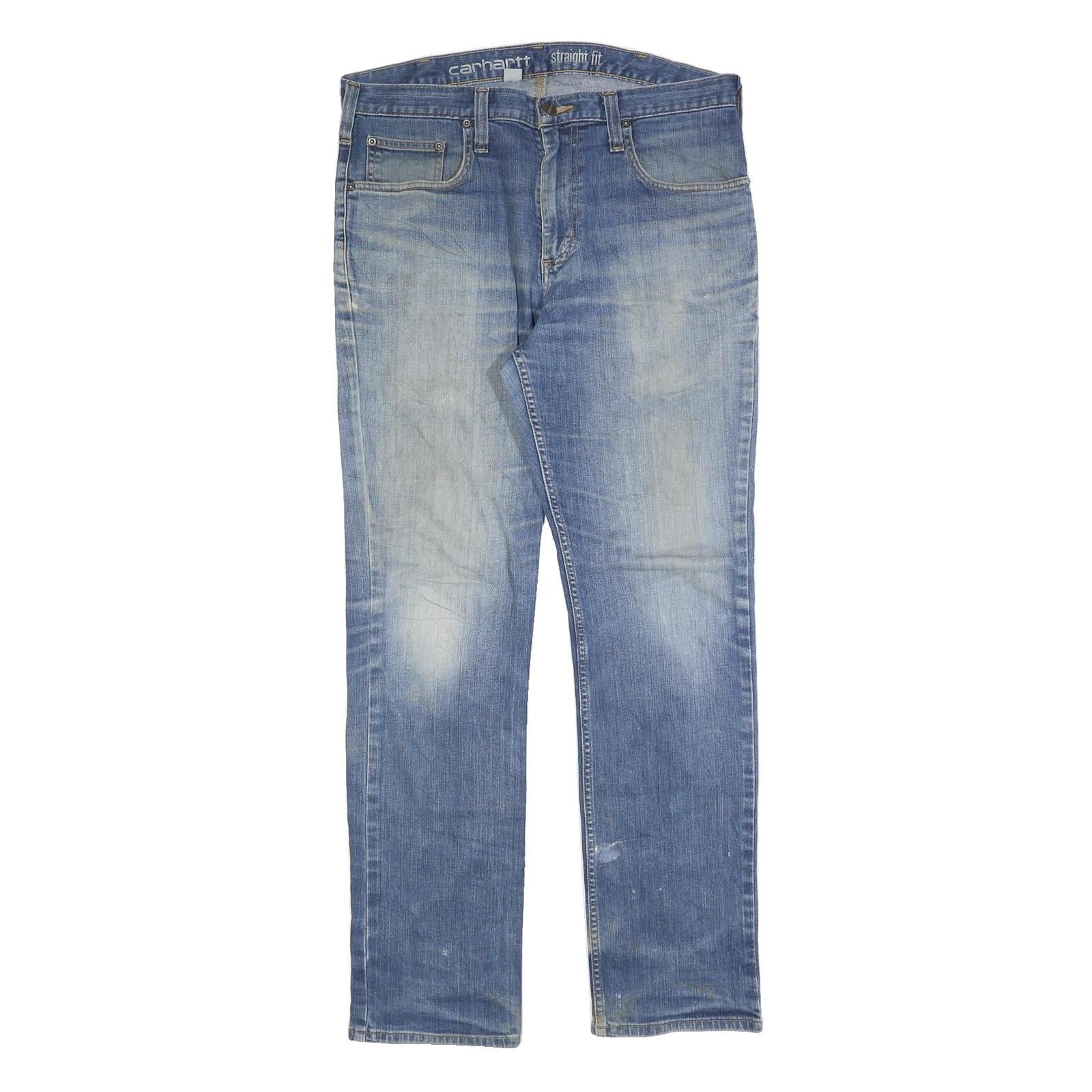 CARHARTT Mens Blue Regular Straight Denim Light Wash Jeans W34 L32 Zip Closure Refurbished - N/A refurbished available on Cerqular