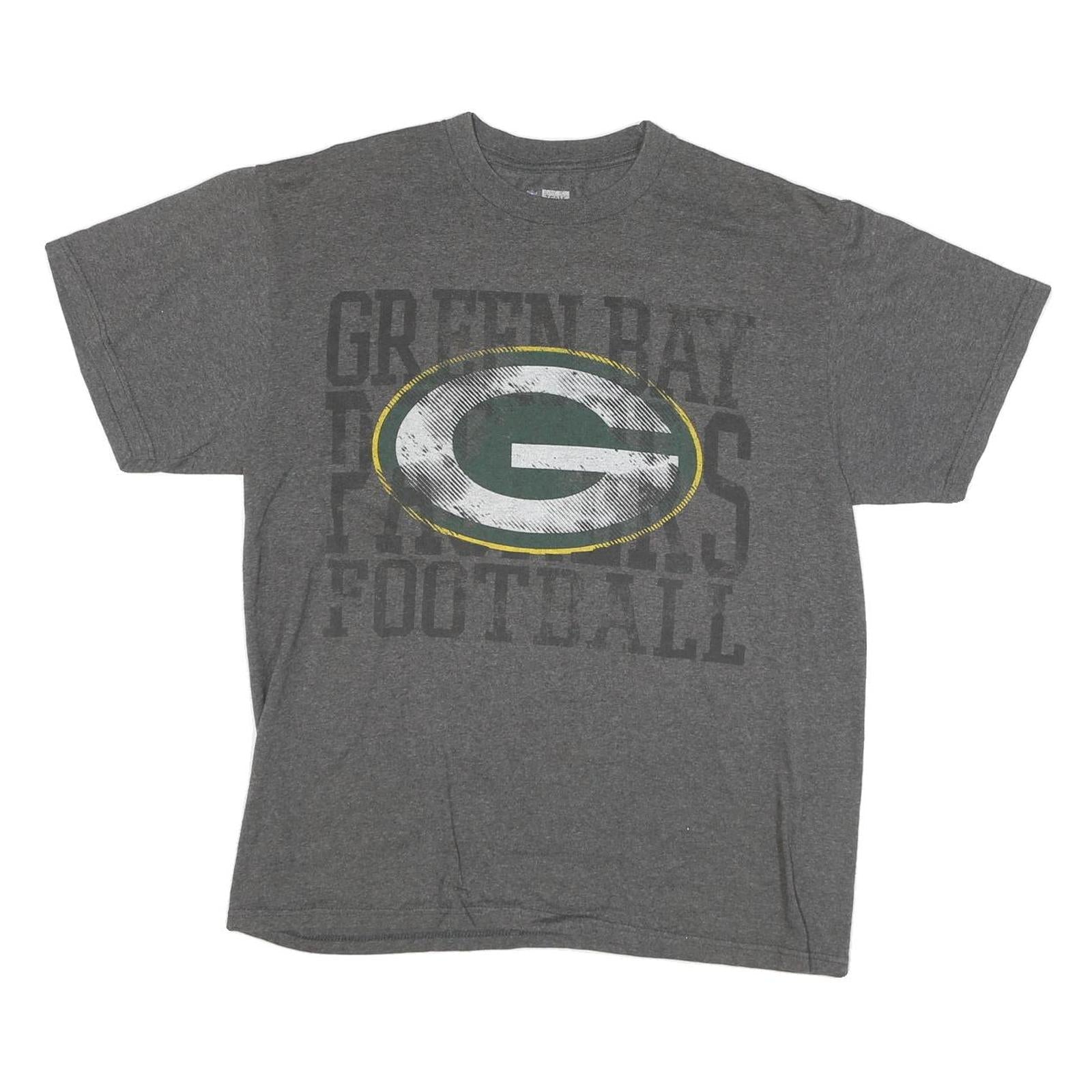 NFL Mens Grey Green Bay Packers Football T-Shirt L Short Sleeve Crew Neck Refurbished - N/A refurbished available on Cerqular